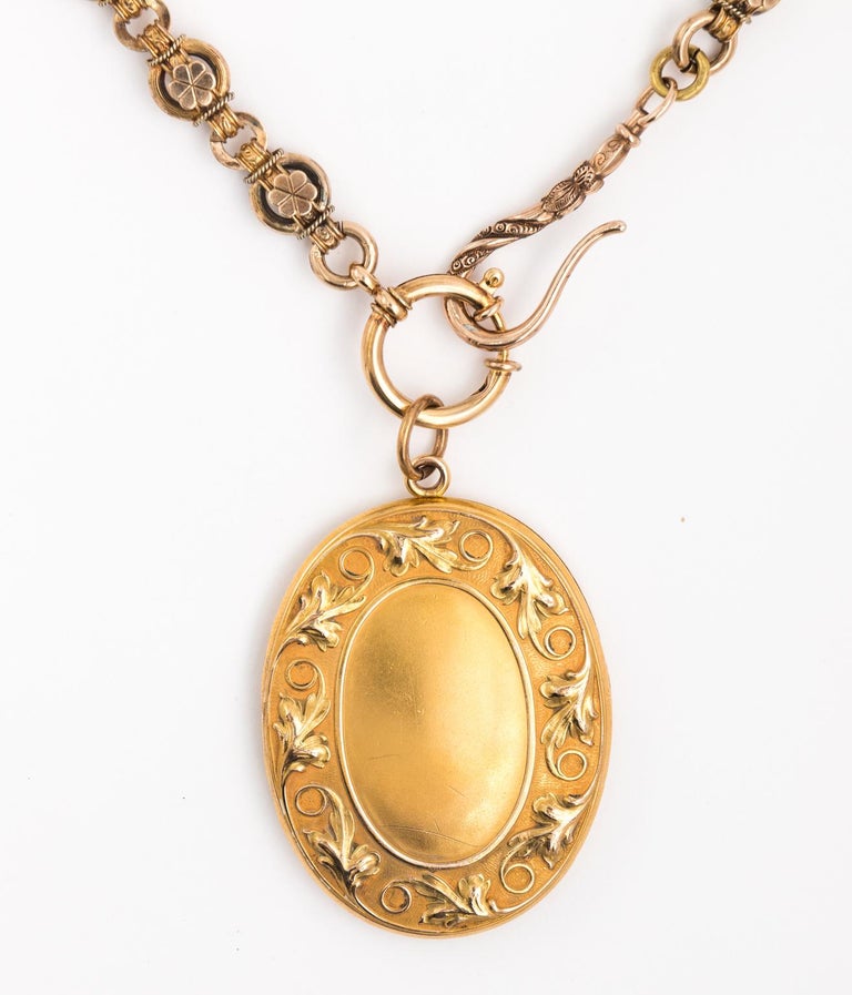 19th Century Gold Filled Victorian Locket Necklace For