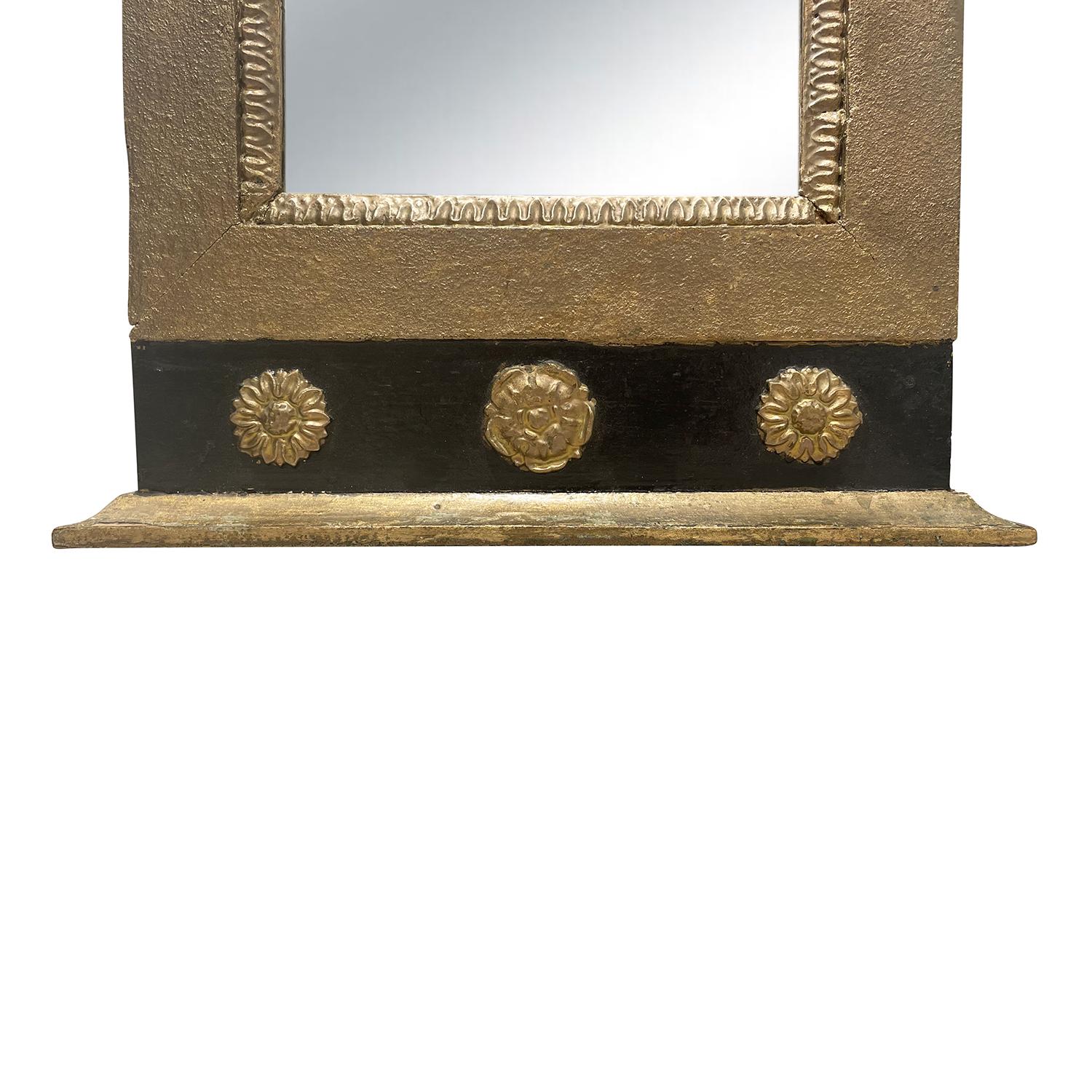 Empire 19th Century French Gilded Pinewood Wall Glass Mirror - Antique Wall Décor For Sale