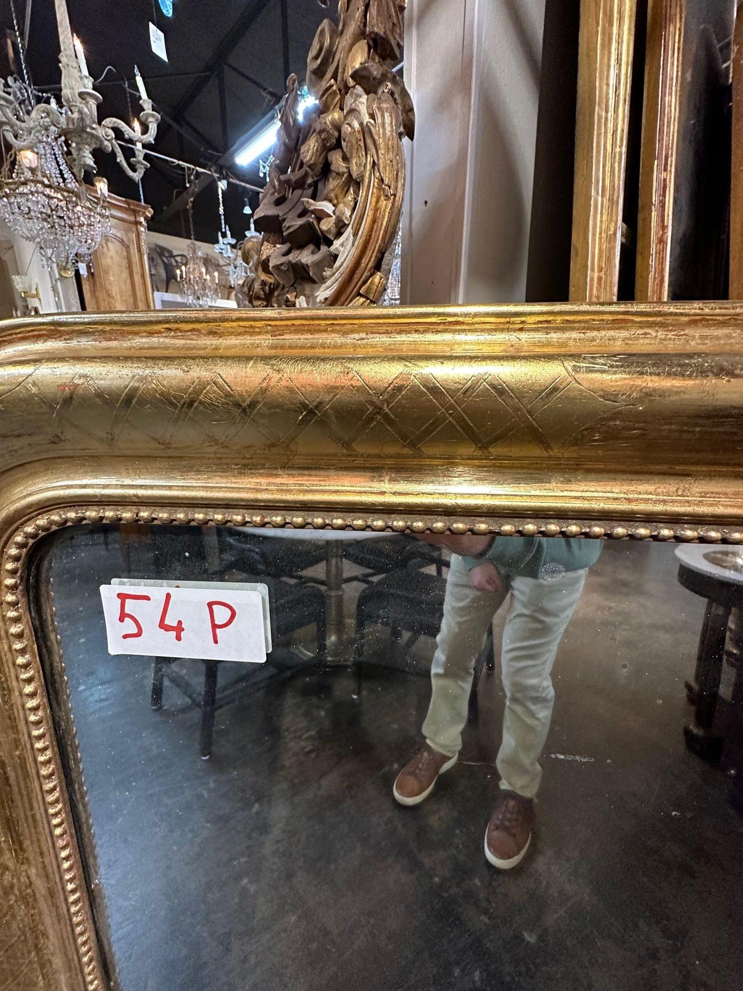 19th Century Gold French Louis Philippe Mirror In Good Condition In Dallas, TX