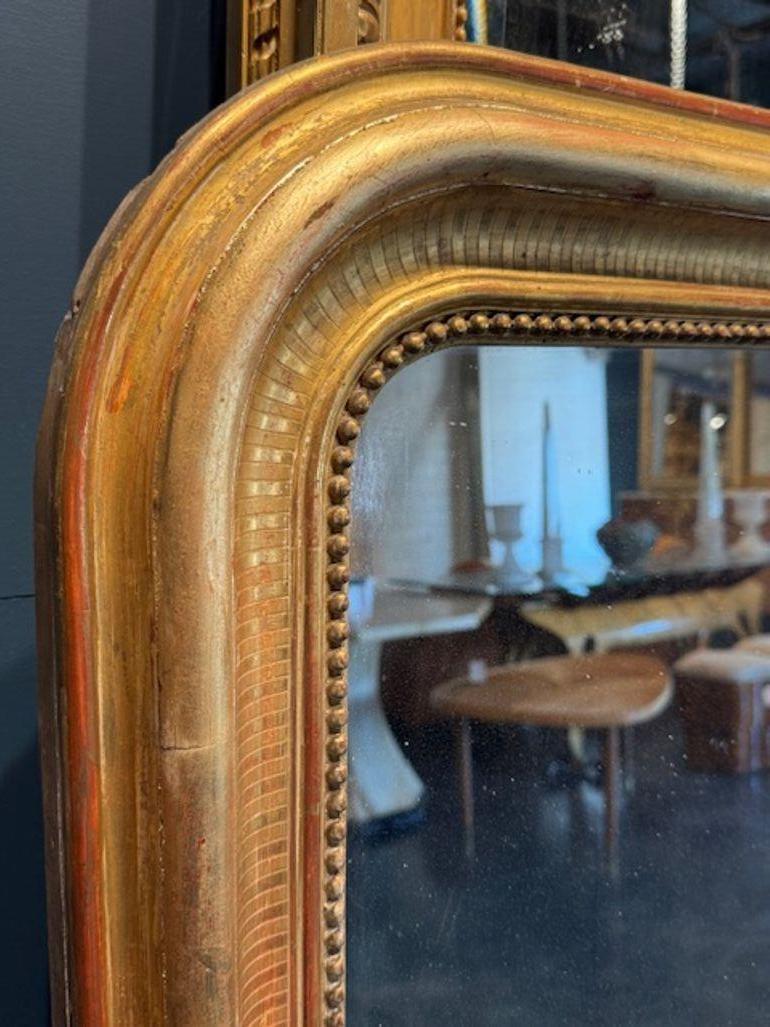 Français Miroir Louis Philippe français du 19ème siècle avec motif ligne en vente