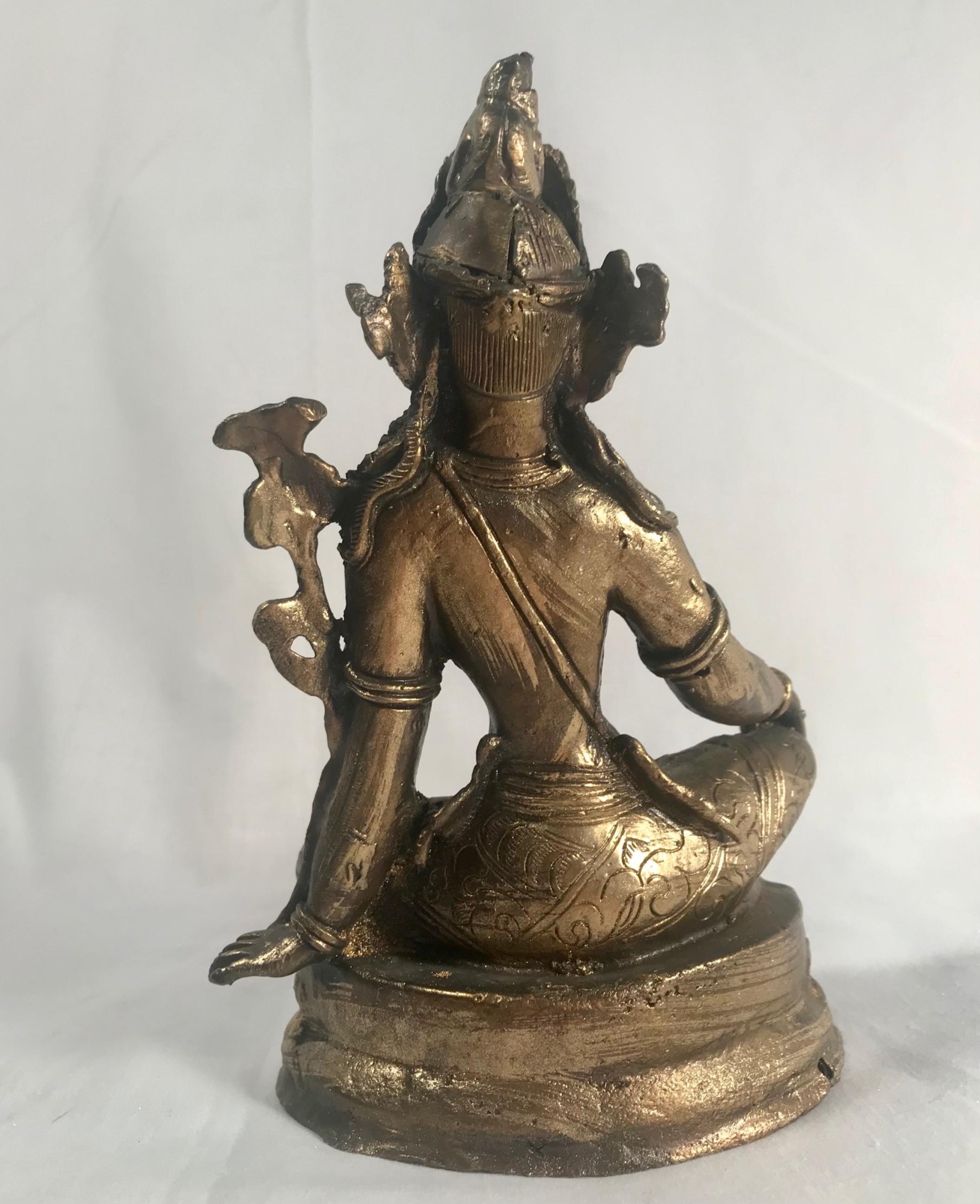 Cast 19th Century Gold Gilded Bronze Buddha For Sale