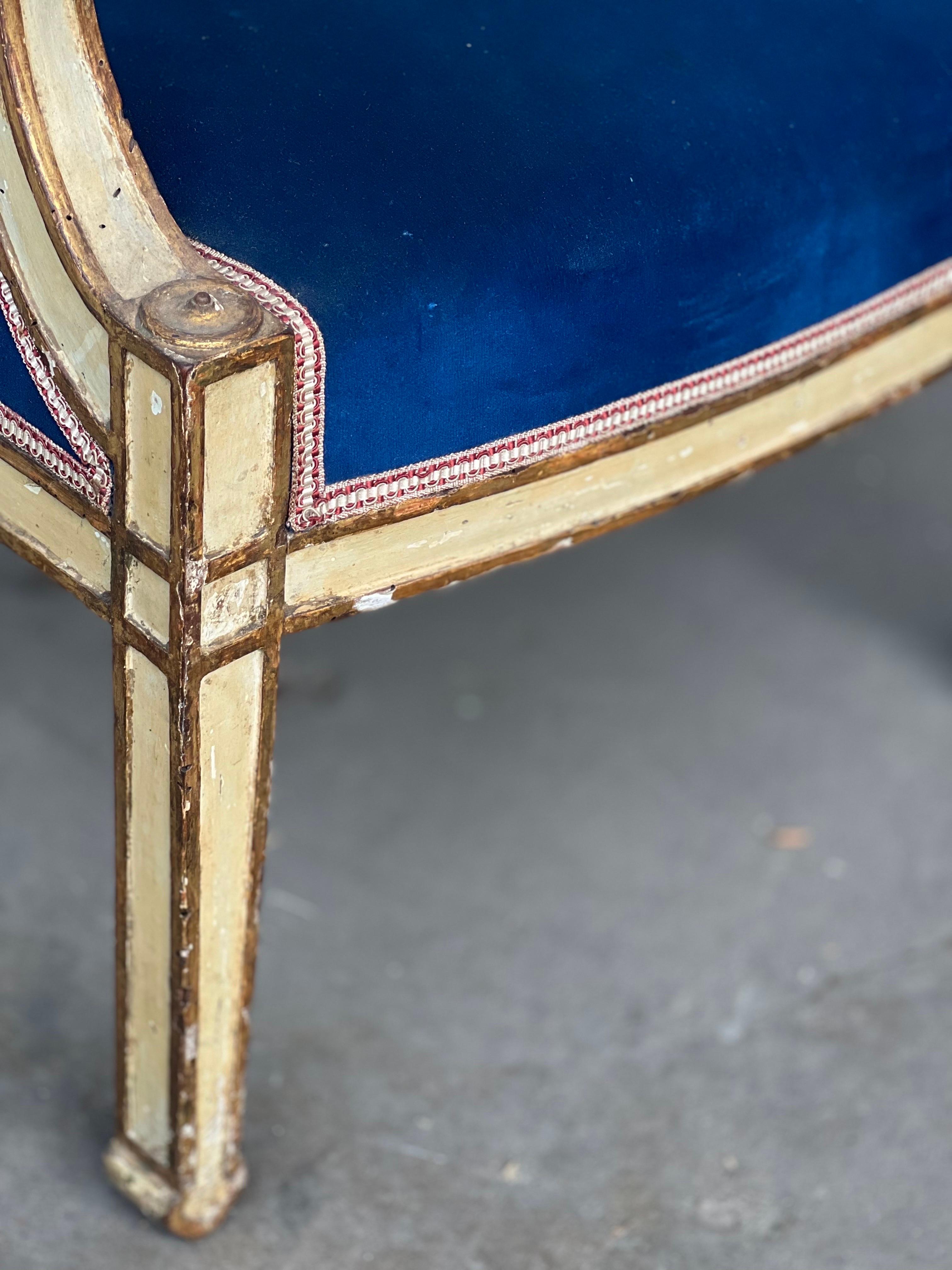 19th Century Gold Gilt and Painted Empire Armchair For Sale 4