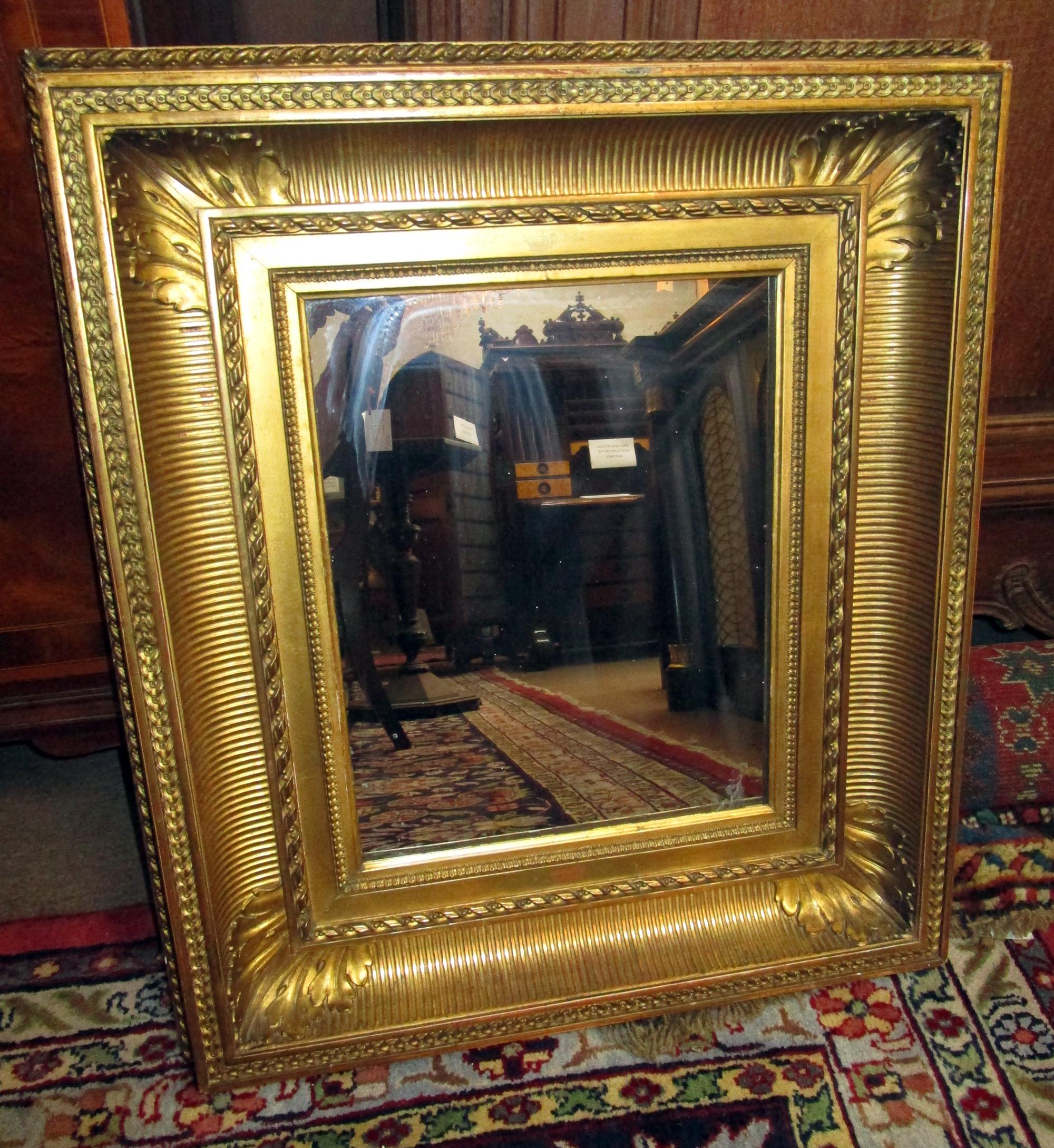 19th century Gold Gilt Wooden Framed Mirror by Charles H. West, London 4
