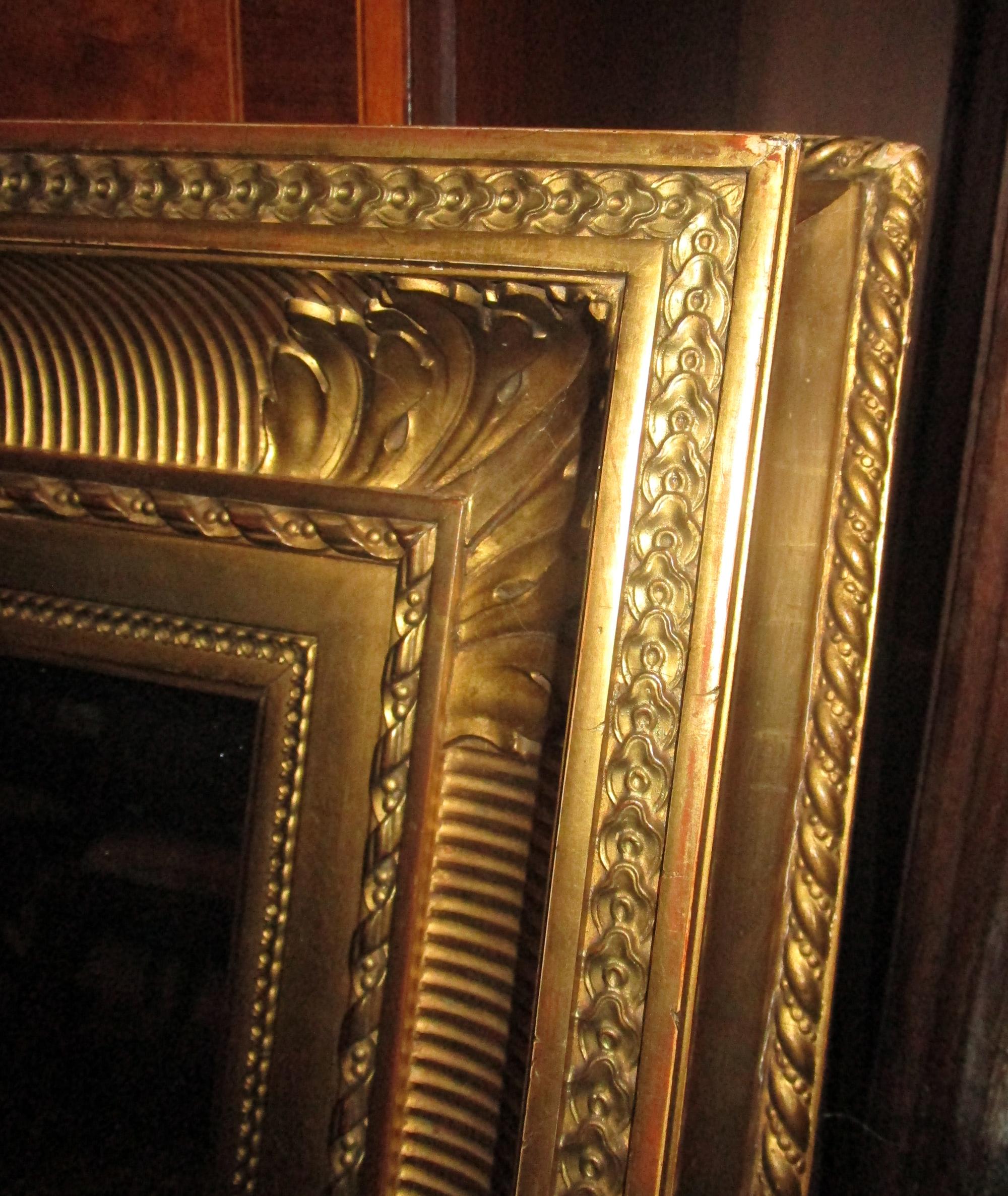 19th century Gold Gilt Wooden Framed Mirror by Charles H. West, London In Good Condition In Savannah, GA