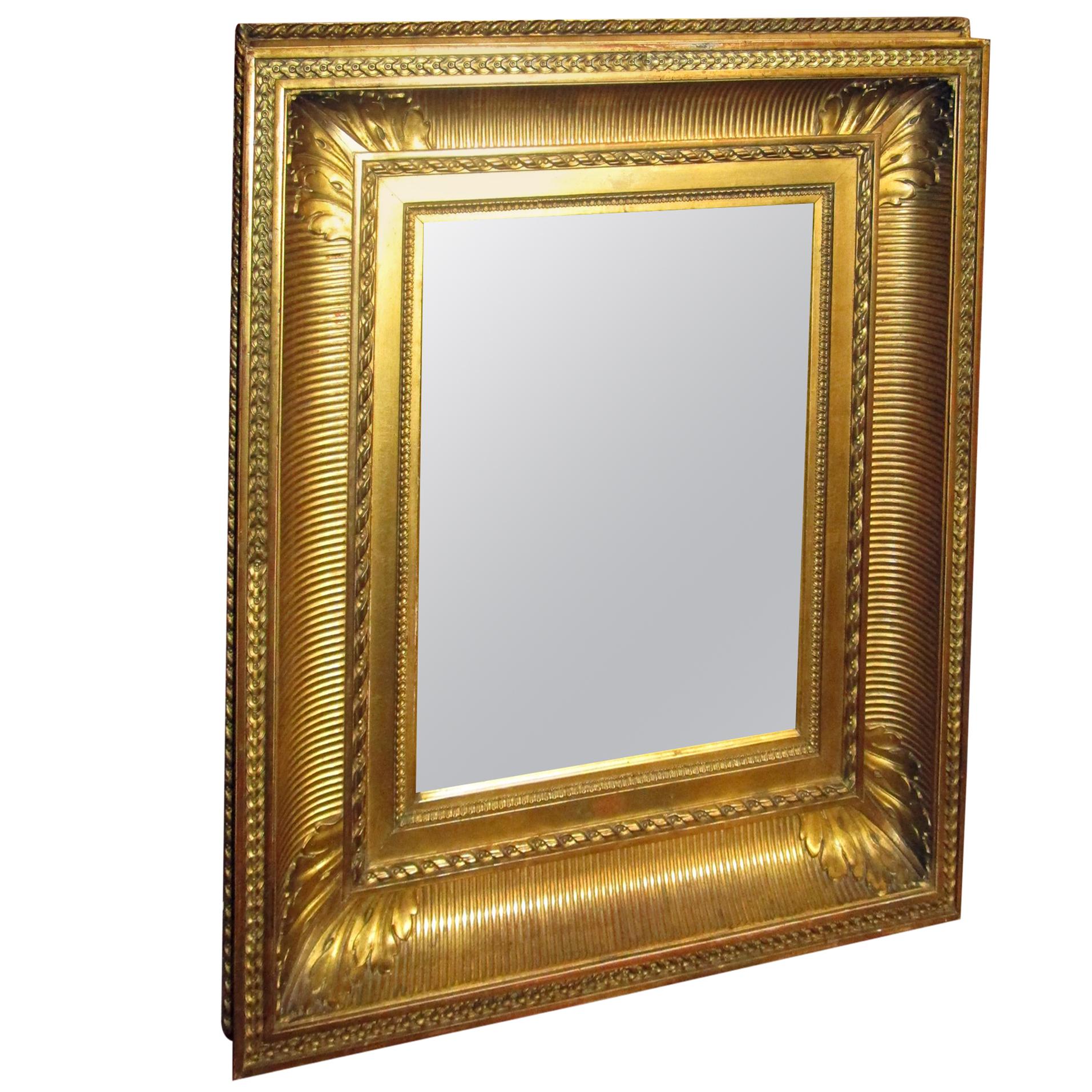 19th century Gold Gilt Wooden Framed Mirror by Charles H. West, London