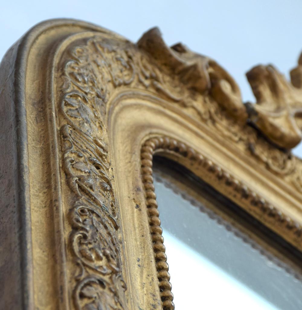 19th Century Gold Gilt Gesso Crested Mirror 3