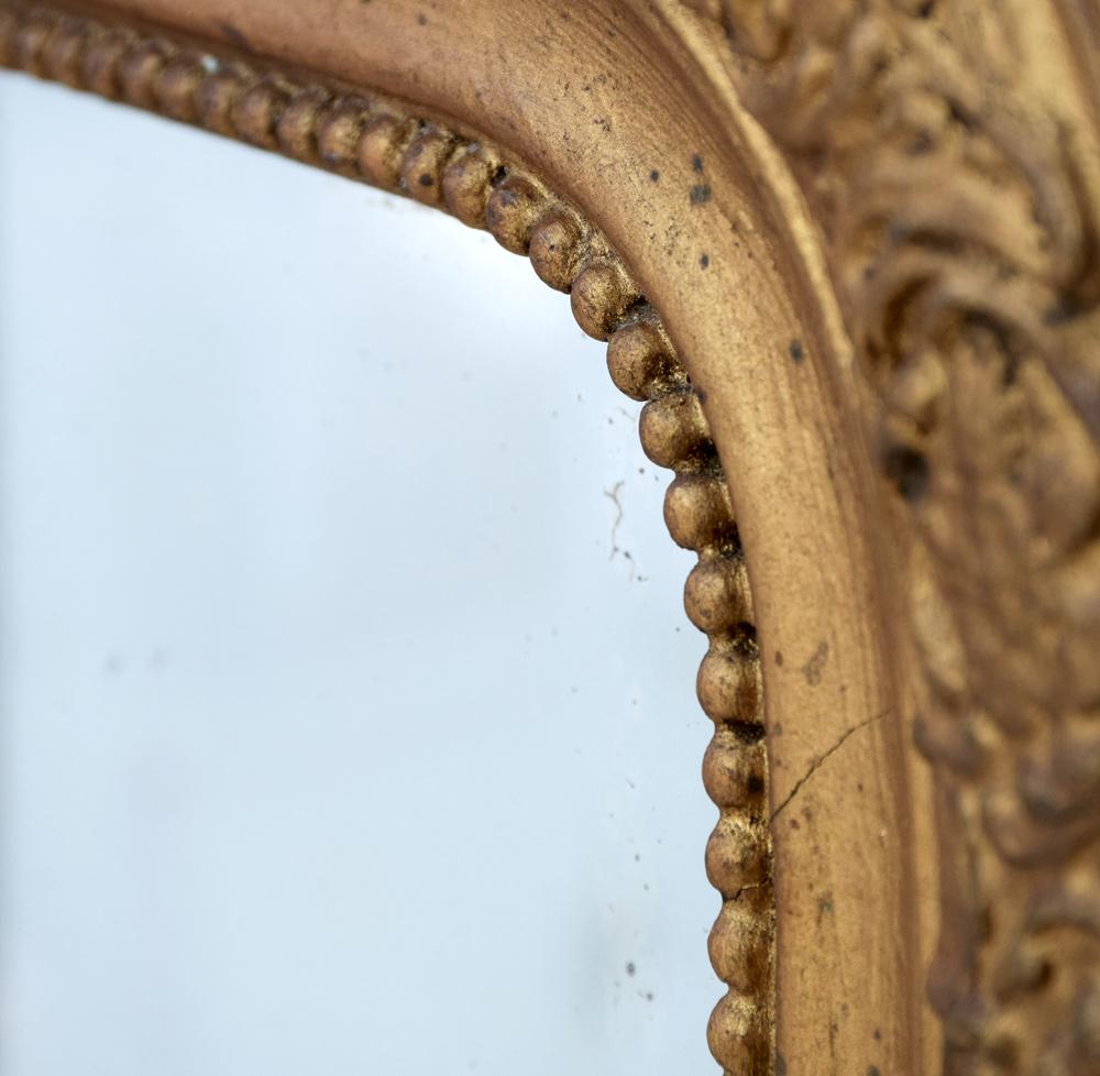 Late 19th Century 19th Century Gold Gilt Gesso Crested Mirror