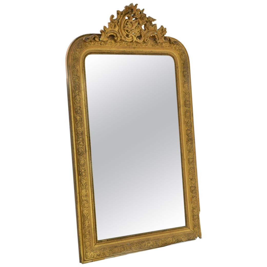 19th Century Gold Gilt Gesso Crested Mirror