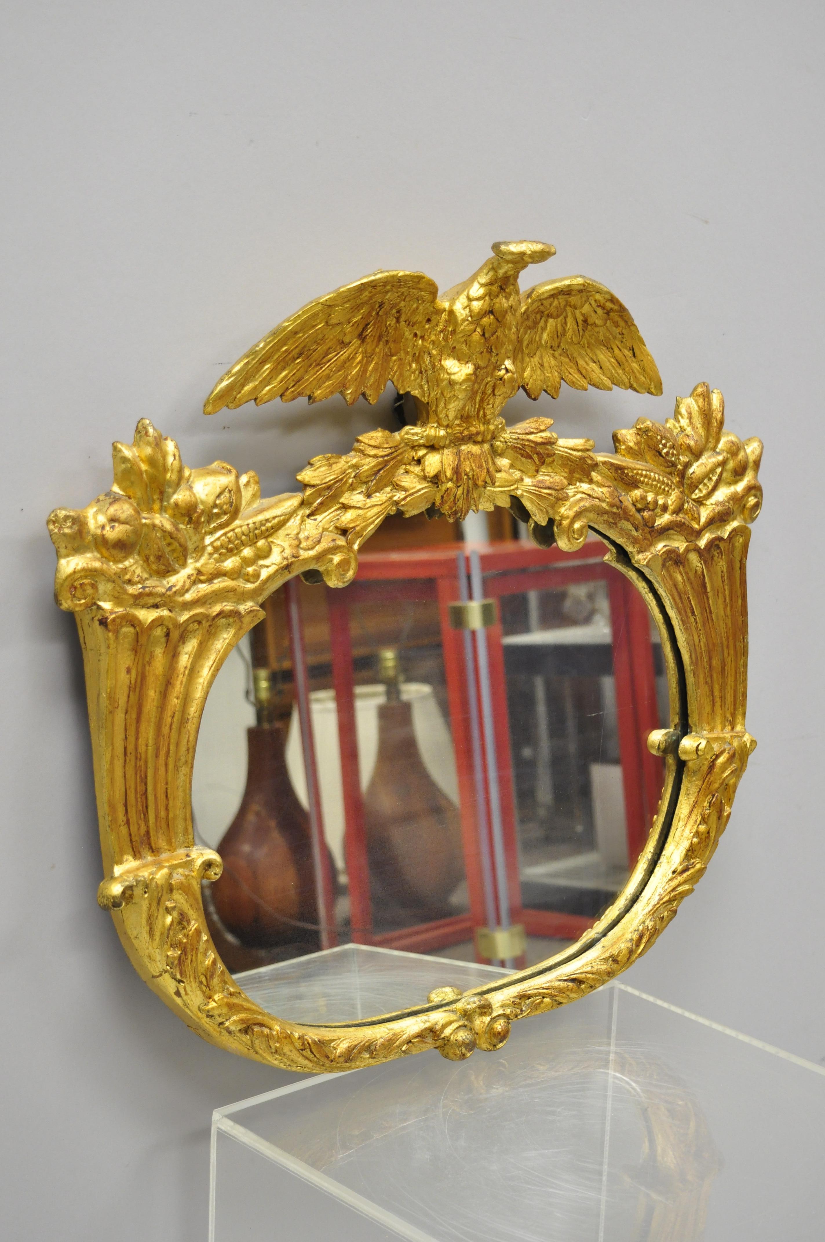 19th Century Gold Gilt Gesso Federal Style Eagle Wall Mirror with Cornucopia 8