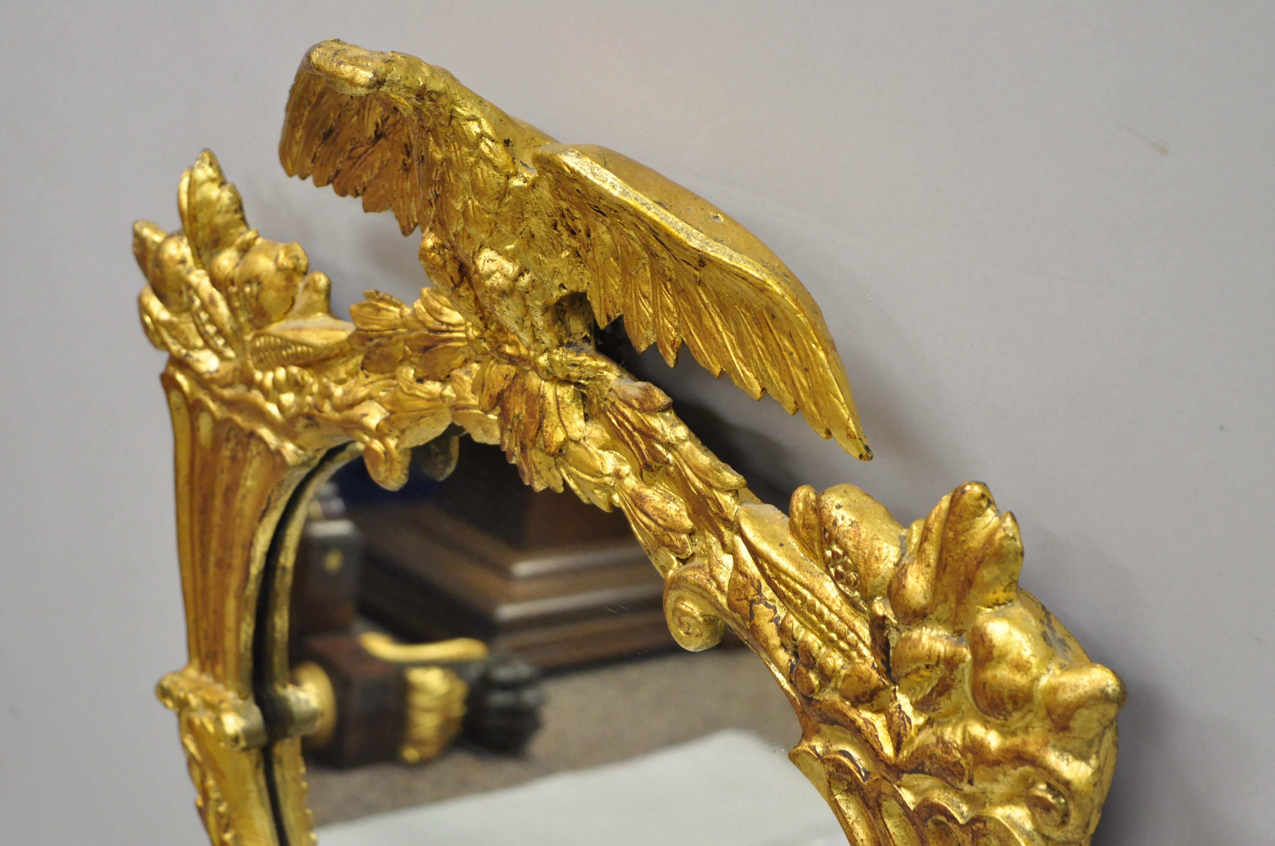 19th Century Gold Gilt Gesso Federal Style Eagle Wall Mirror with Cornucopia 2
