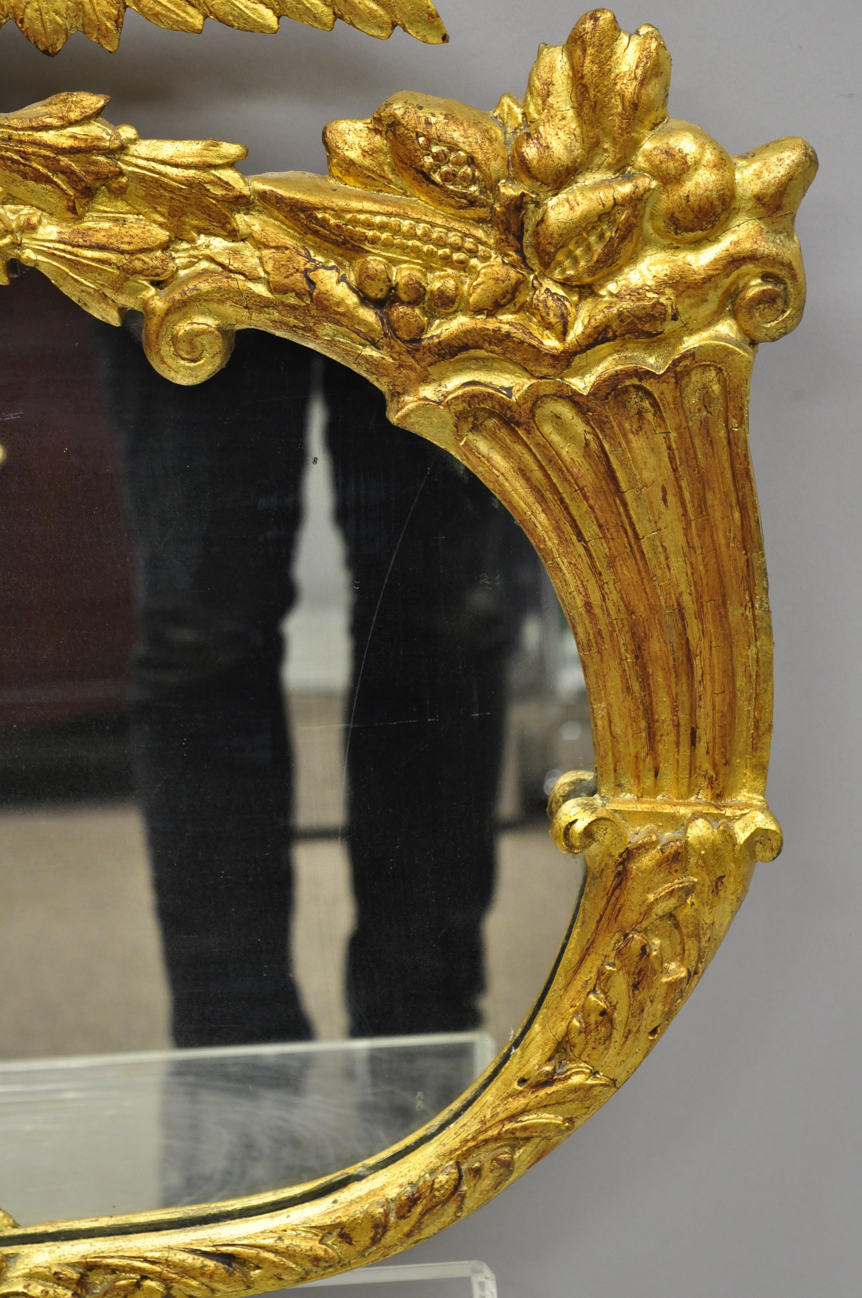 19th Century Gold Gilt Gesso Federal Style Eagle Wall Mirror with Cornucopia 3