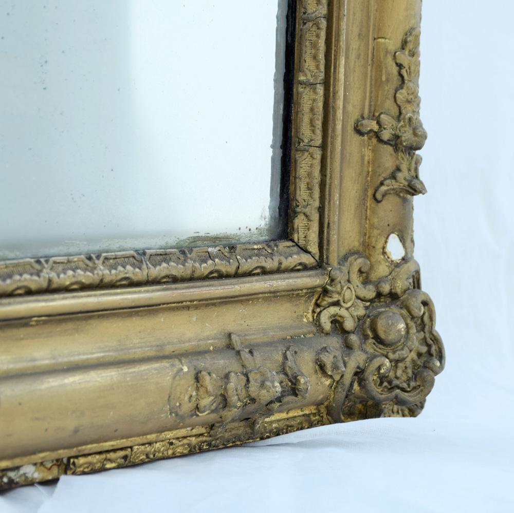 19th Century Gold Gilt Gesso French Mirror In Distressed Condition In London, GB