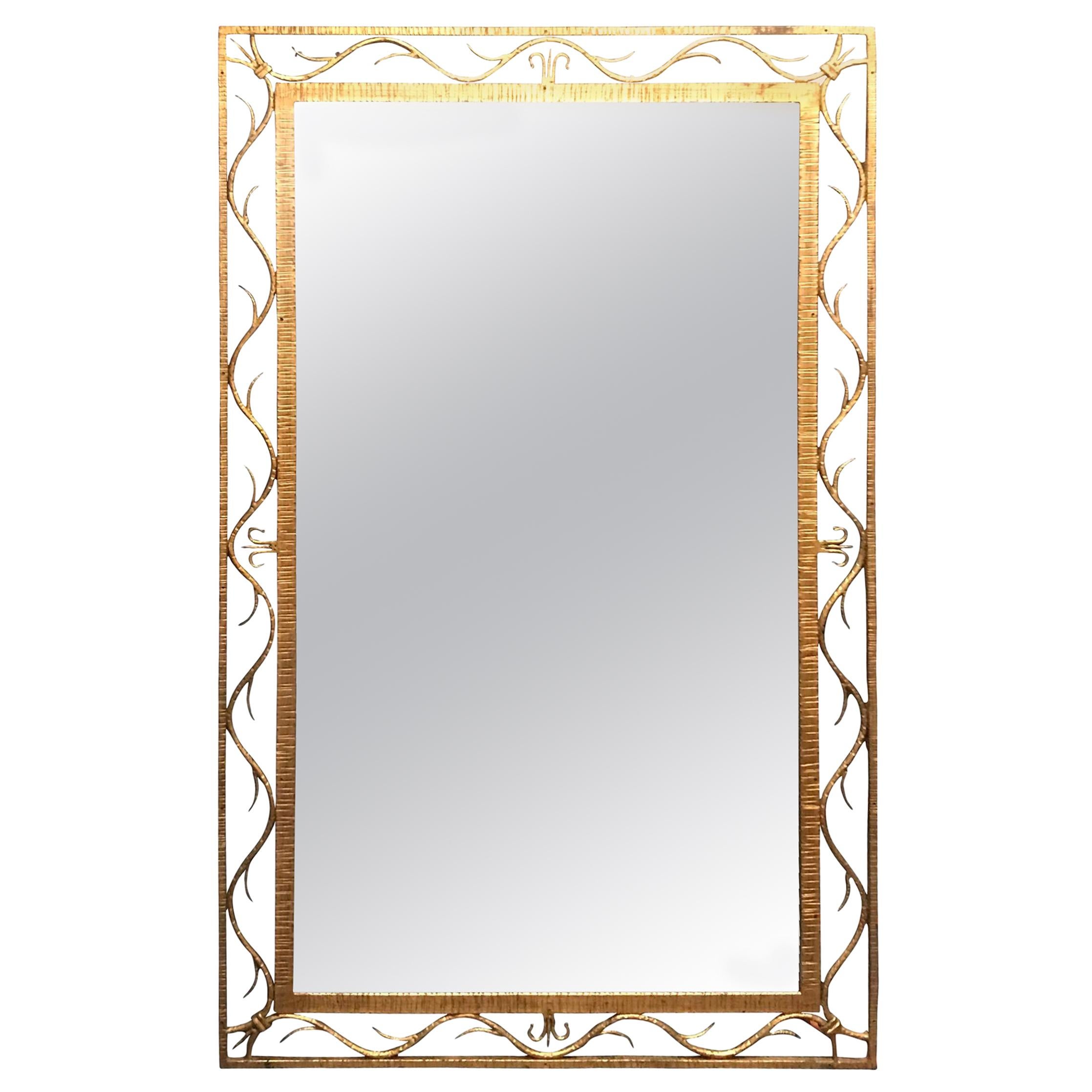 19th Century Gold Gilt Scroll Design Frame Mirror, France