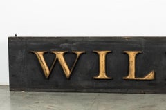 19th Century Gold Giltwood Carved Letters William Trade Sign