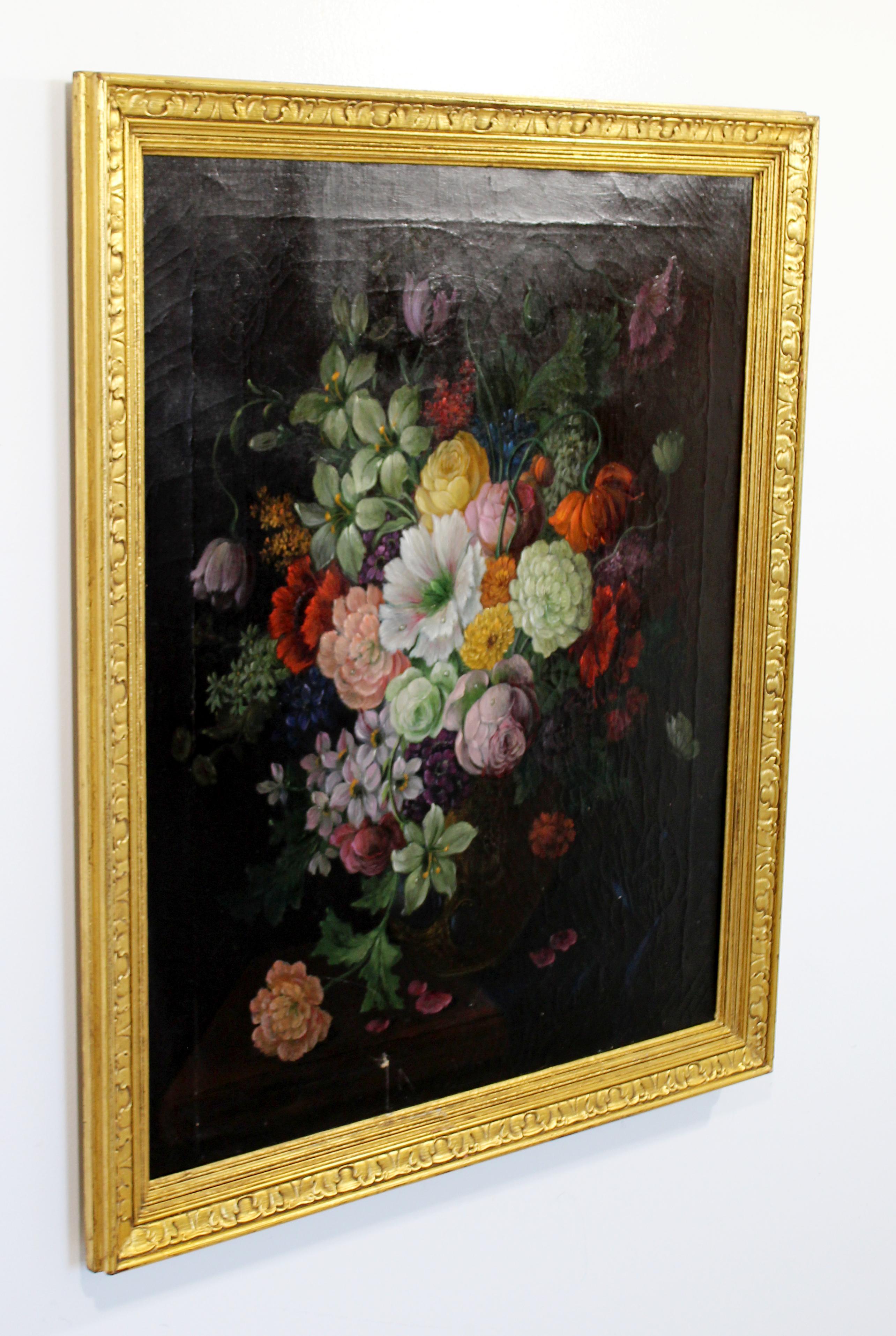 For your consideration is a stunning, gold giltwood framed, oil on canvas painting, circa the late 19th century. In excellent antique condition. The dimensions are 27