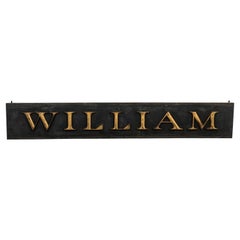 Antique 19th Century Gold Giltwood Carved Letters William Trade Sign
