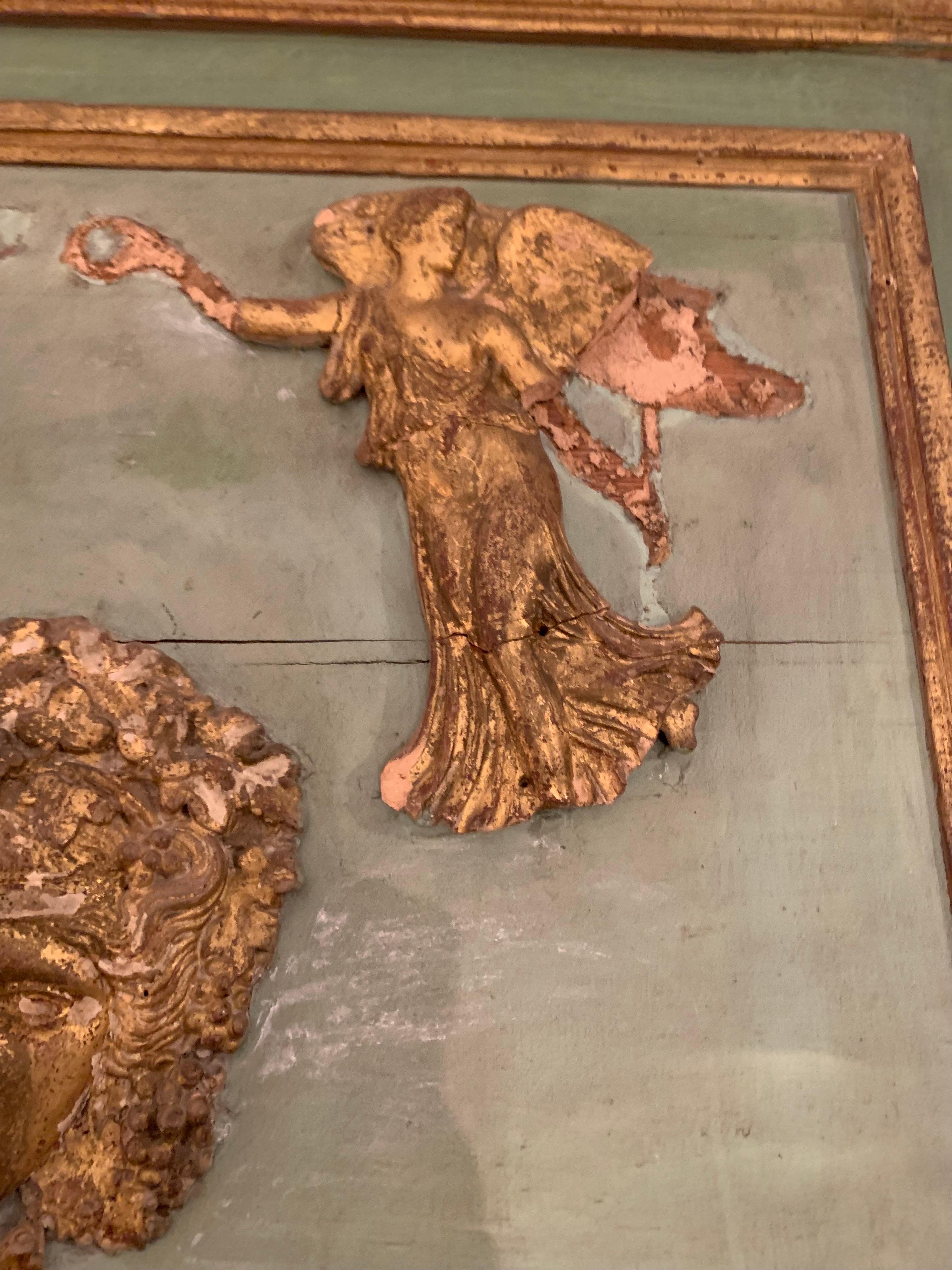 19ème siècle peint en vert doré  Miroir Trumeau Empire doré en vente 10