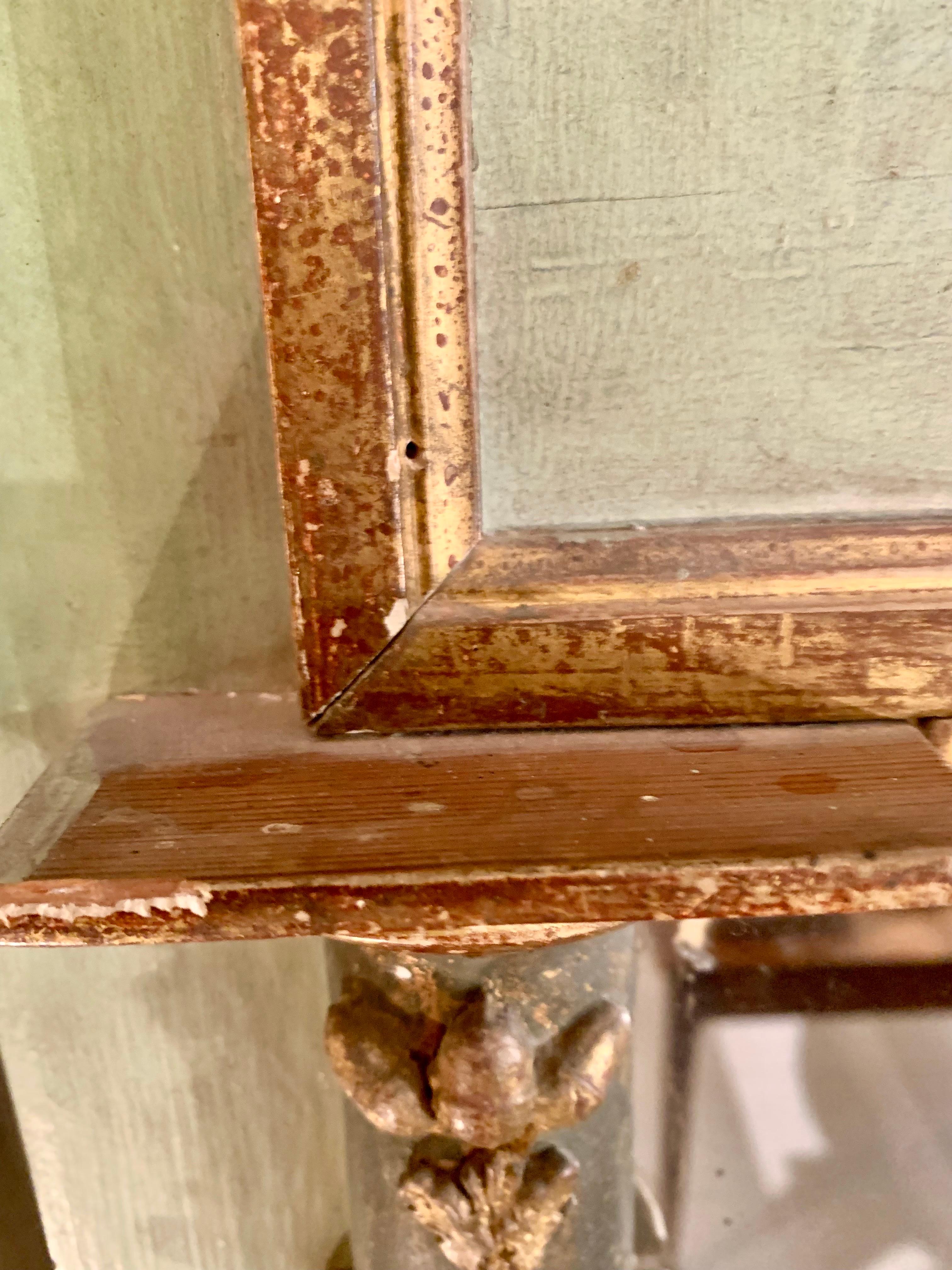 19ème siècle peint en vert doré  Miroir Trumeau Empire doré Bon état - En vente à Madrid, ES