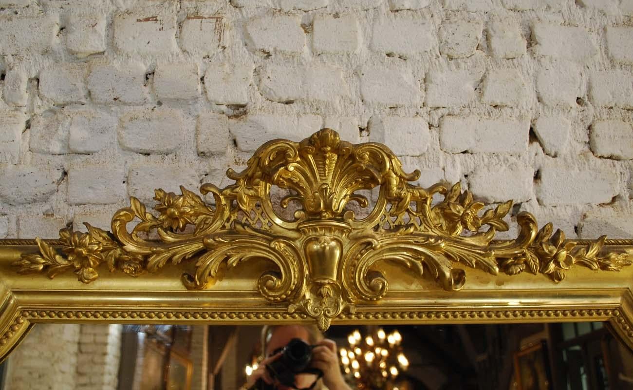 Gesso 19th Century Gold Leaf Gilt Antique French Louis Philippe Mirror