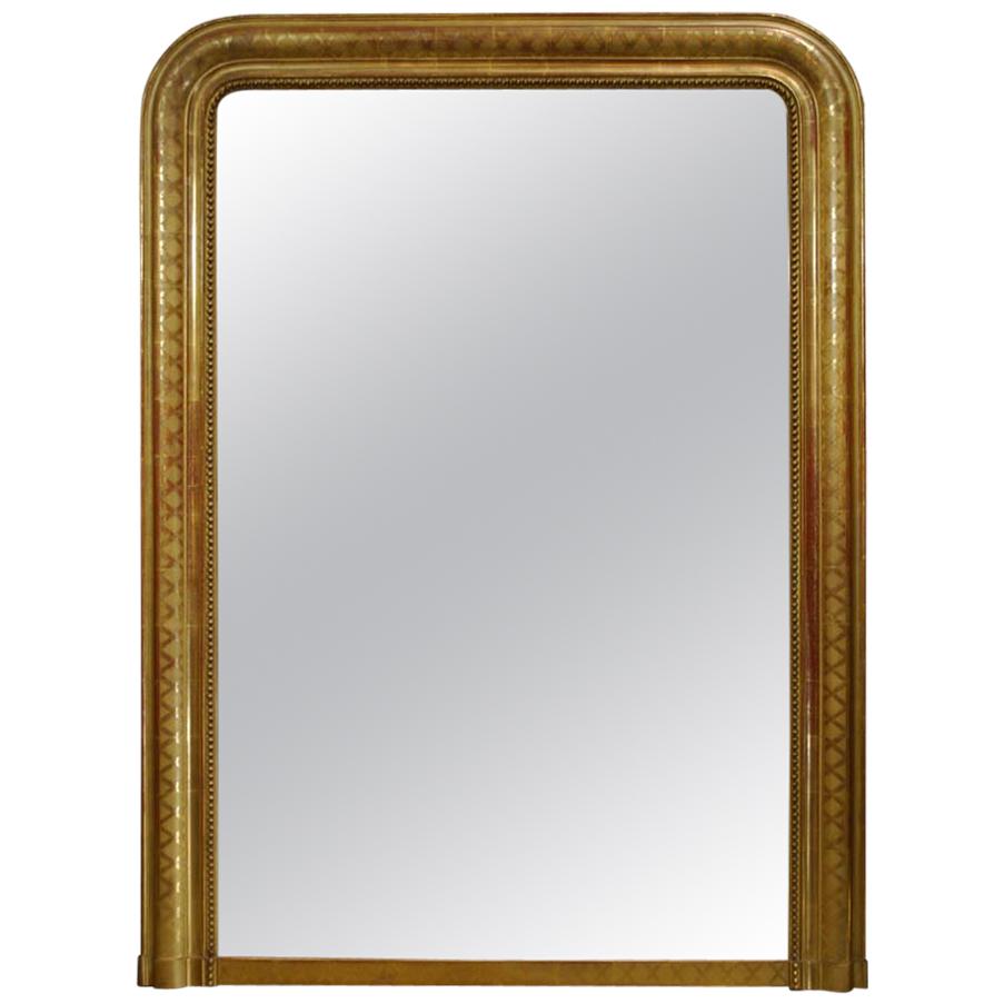 19th Century Gold Leaf Gilt French Overmantel Mirror