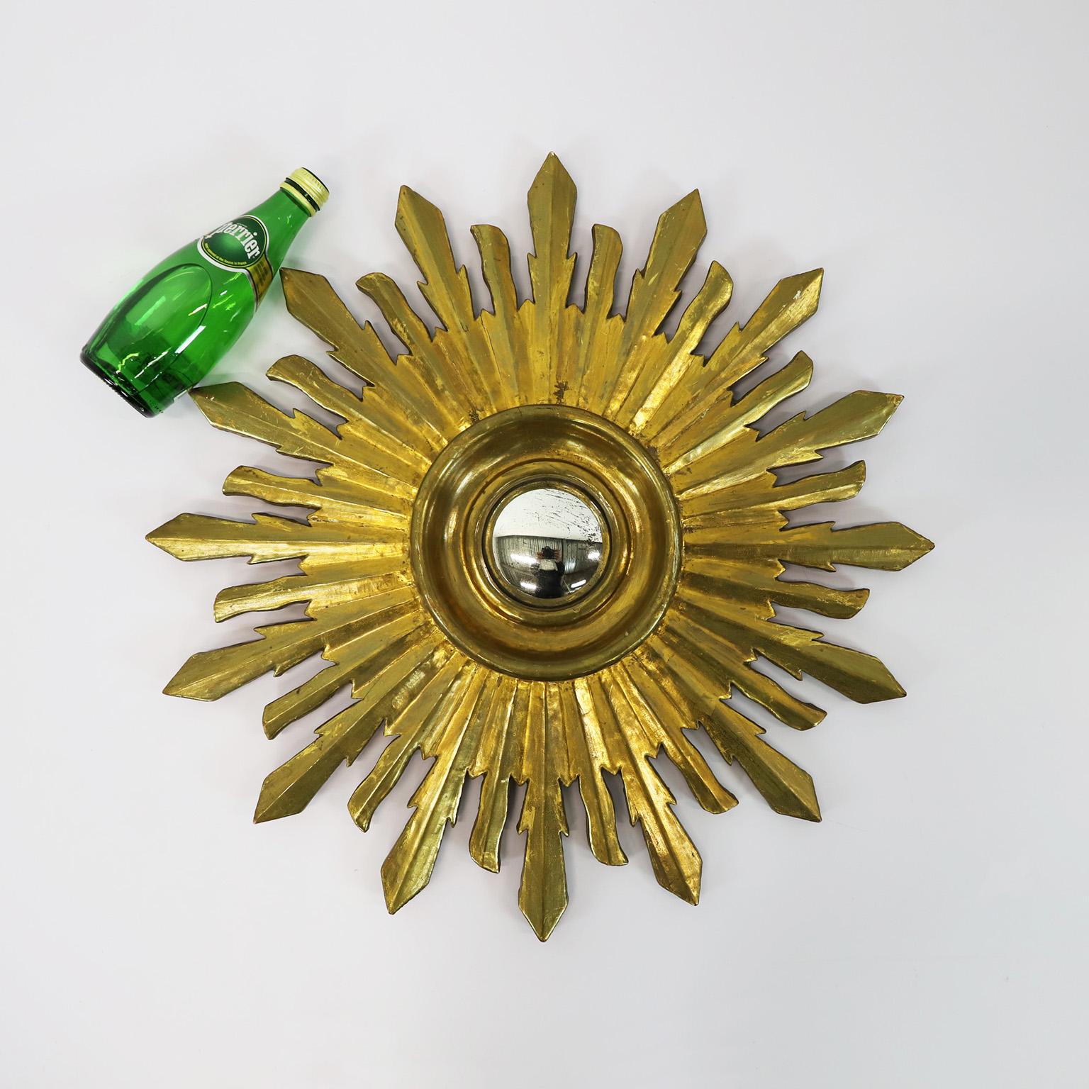Messicano Specchio a raggiera in foglia d'oro del XIX secolo in vendita