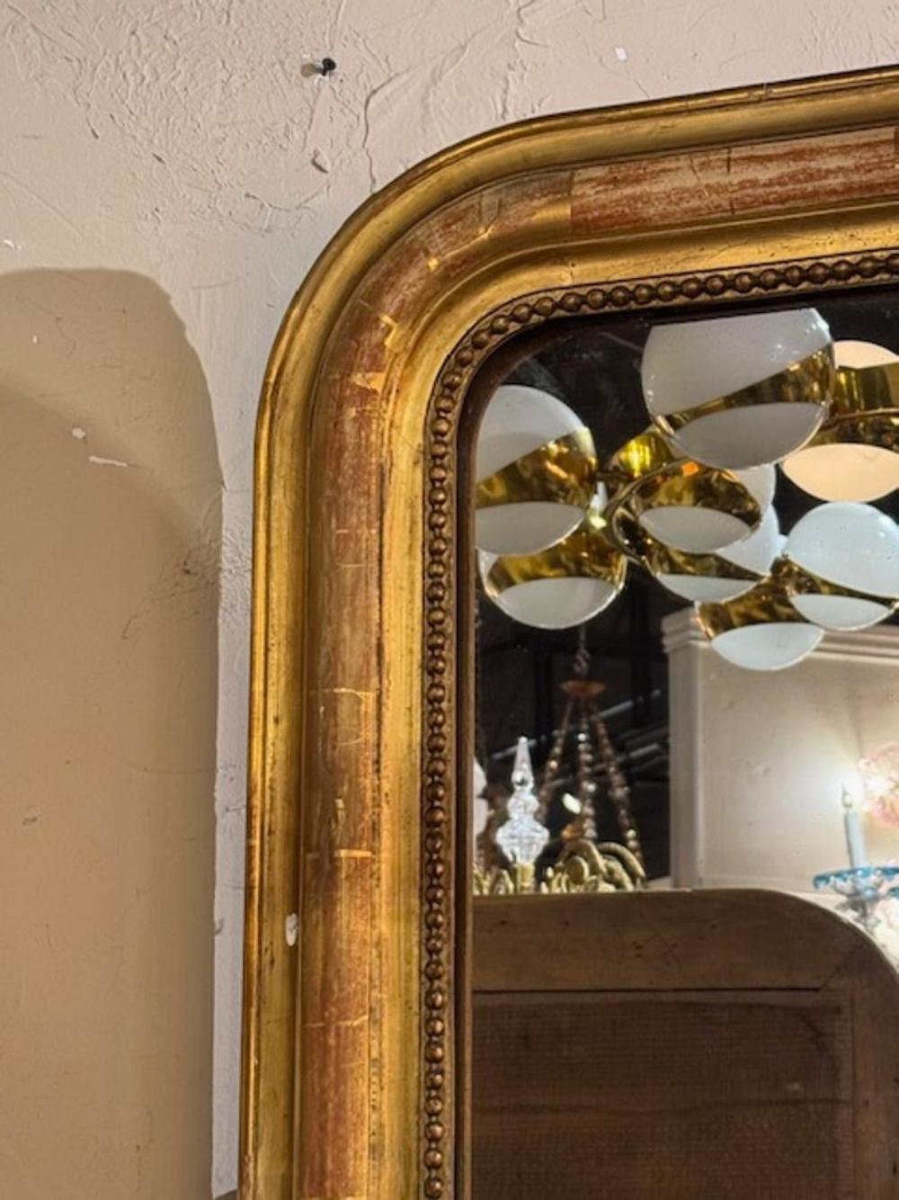 Specchio Louis Philippe in oro del XIX secolo in vendita 2