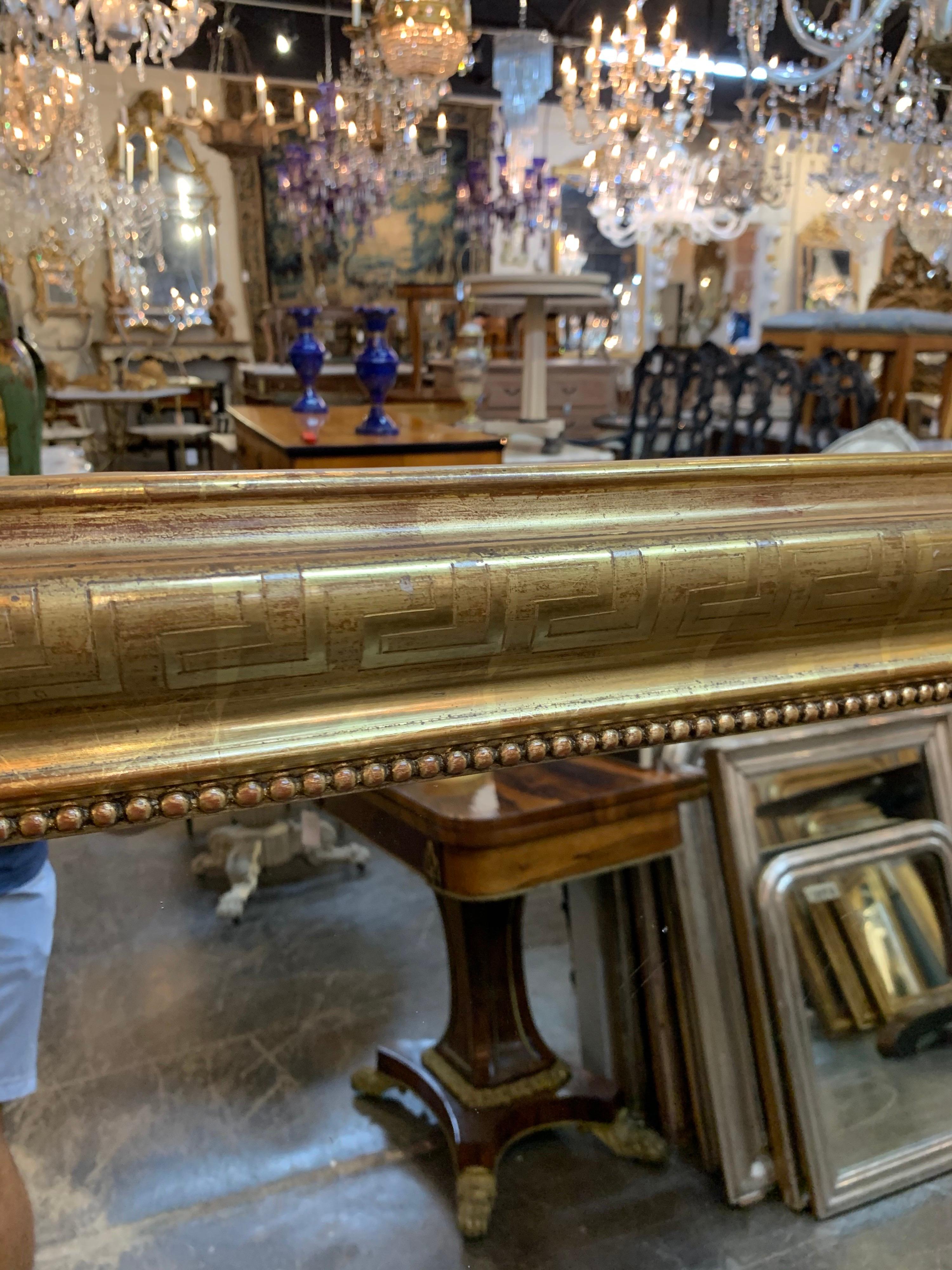 French 19th Century Gold Louis Philippe Mirror with Greek Key Image