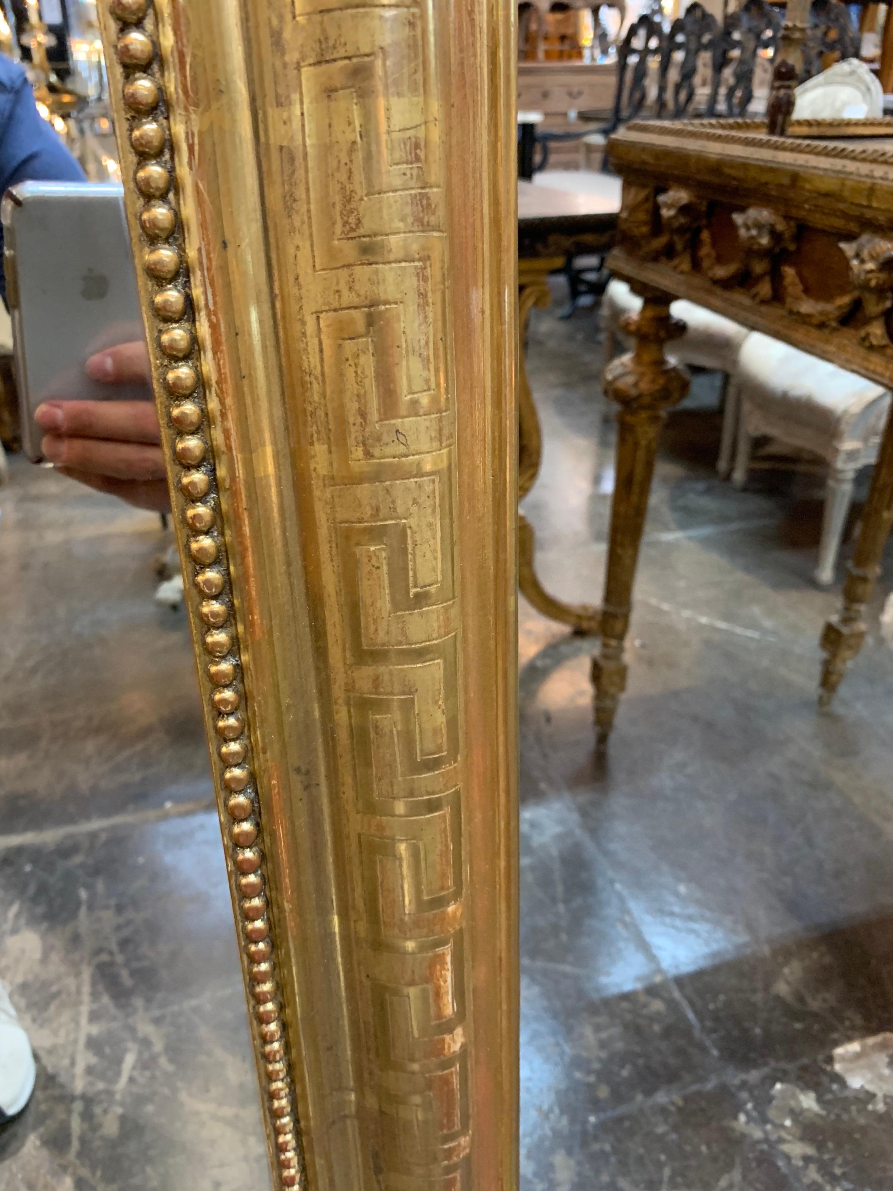 Gilt 19th Century Gold Louis Philippe Mirror with Greek Key Image