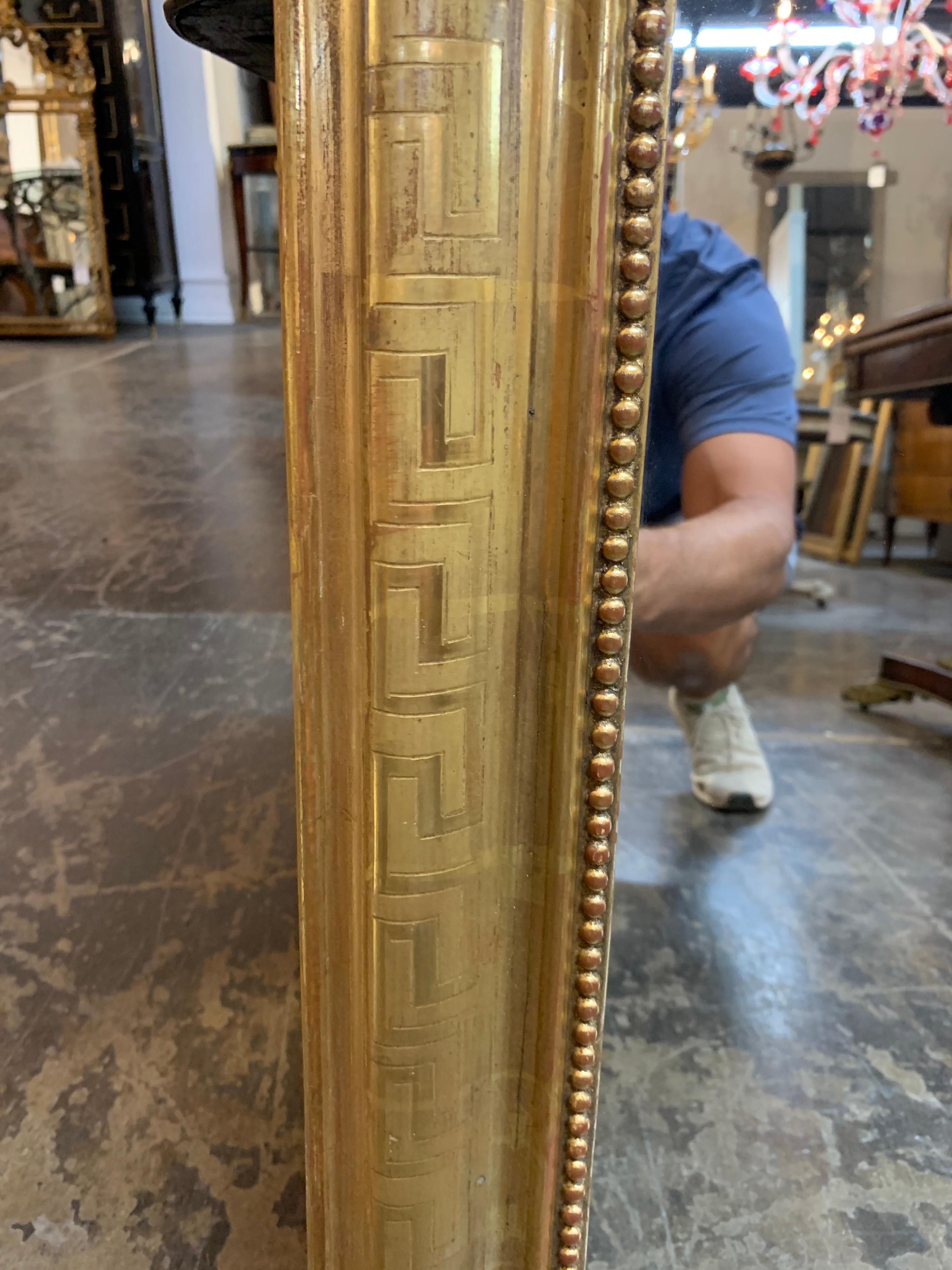19th Century Gold Louis Philippe Mirror with Greek Key Image 2