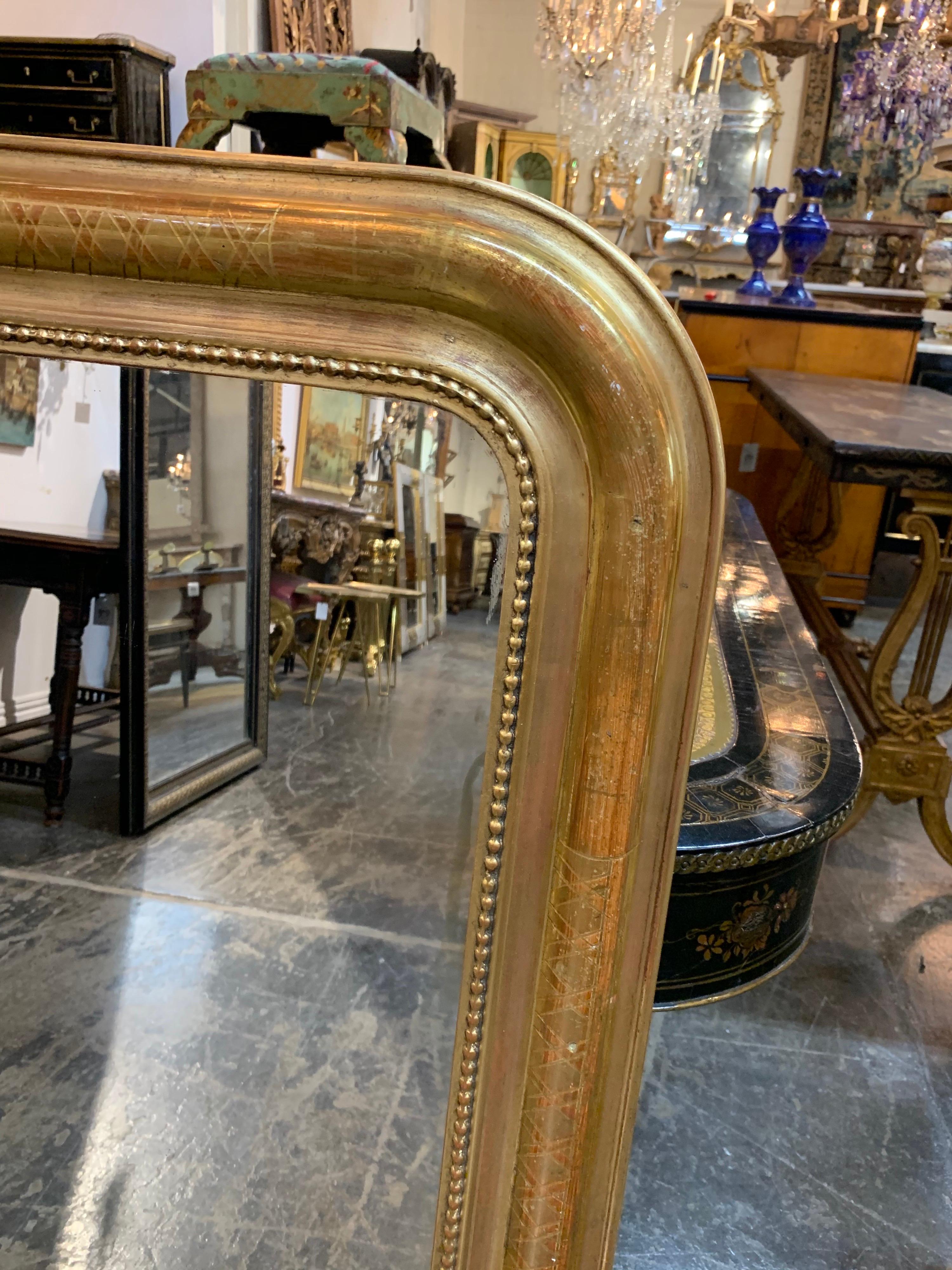 French 19th Century Gold Louis Philippe Mirror with X-Pattern