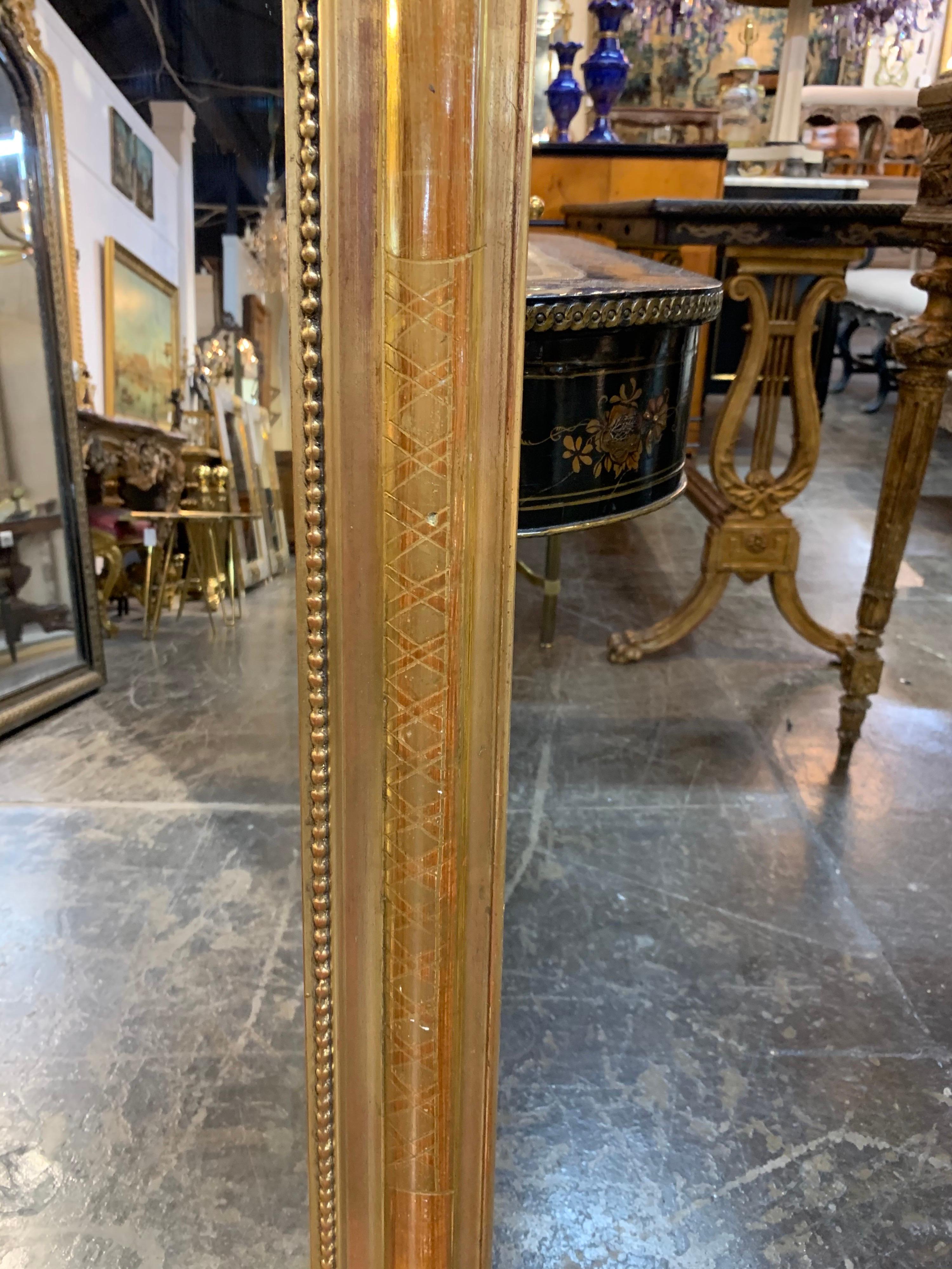 Gilt 19th Century Gold Louis Philippe Mirror with X-Pattern