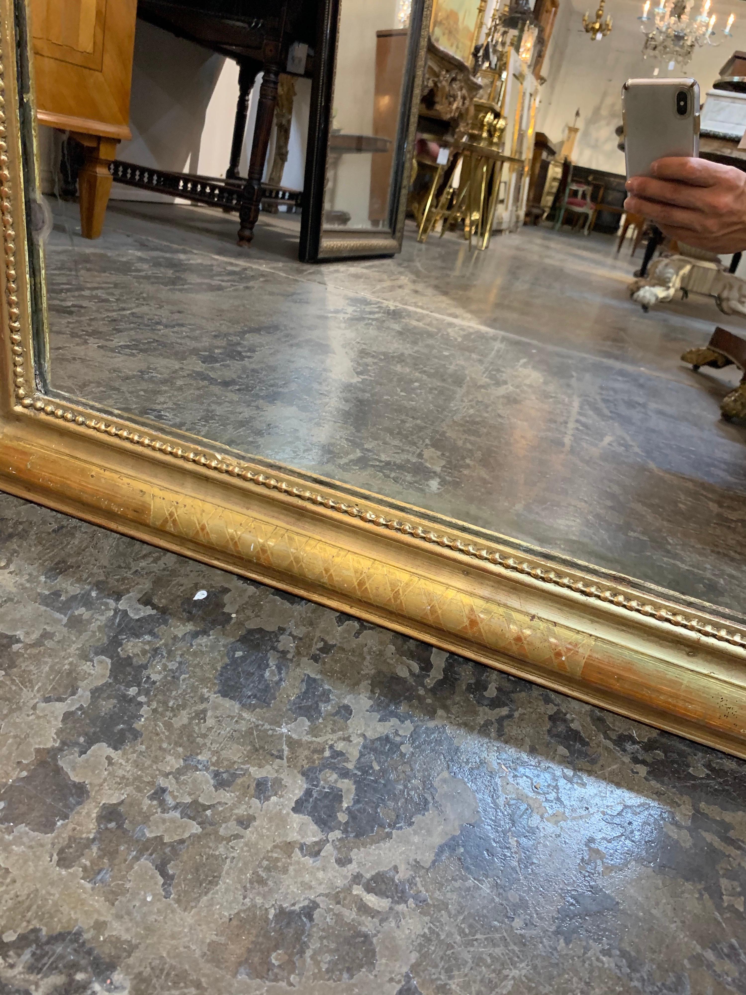 19th Century Gold Louis Philippe Mirror with X-Pattern In Good Condition In Dallas, TX