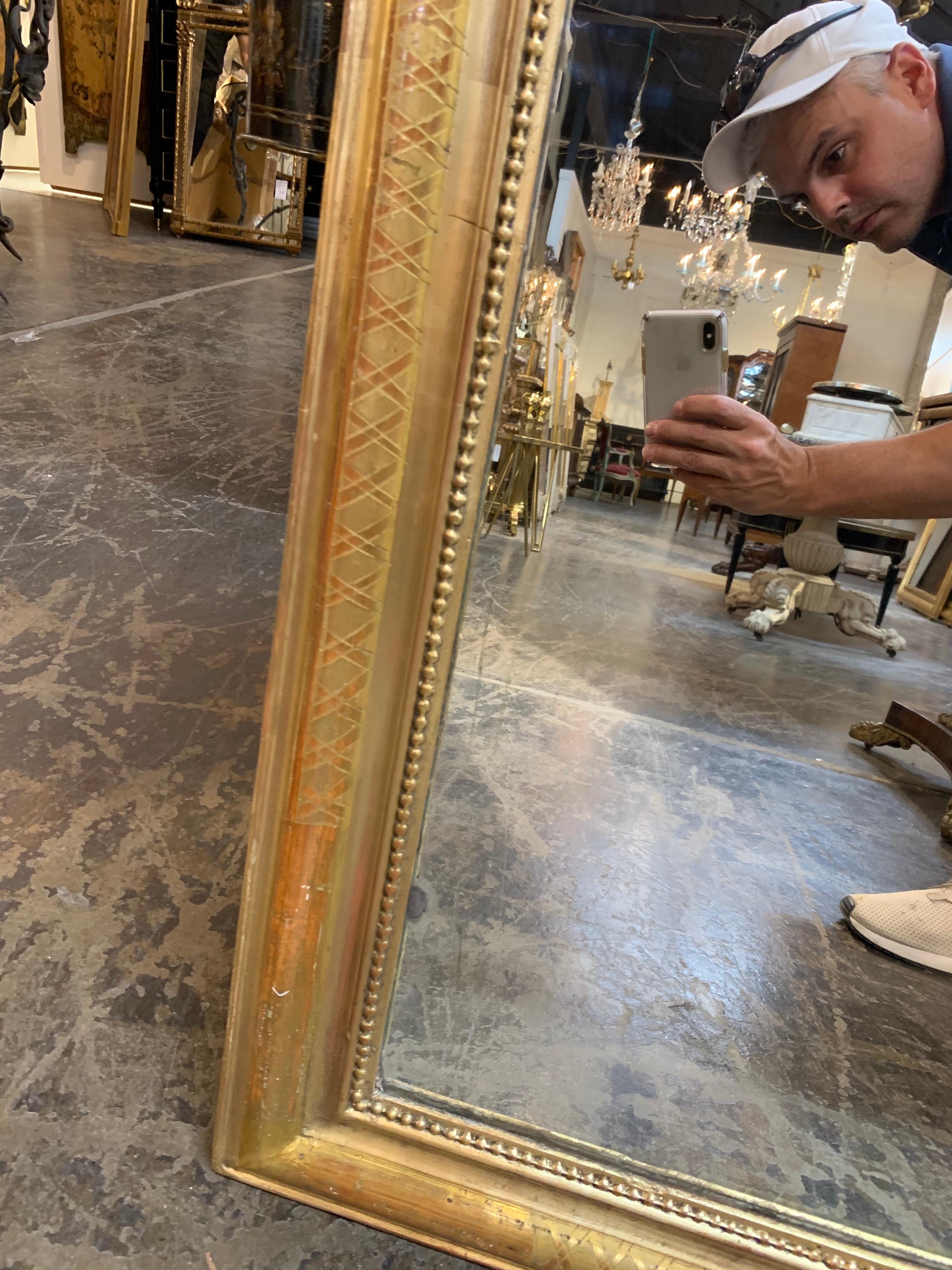 Wood 19th Century Gold Louis Philippe Mirror with X-Pattern