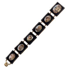 19th Century Gold Micromosaic Roman Building Bracelet