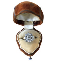 19th Century Gold, Mine Cut Diamond, and Silver Floral Form Ring
