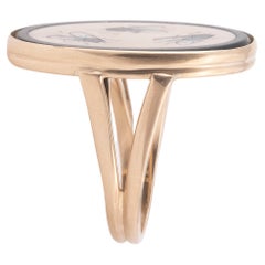 19th Century Gold Mounted Mosaic Pietra Dura Fly Ring, circa 1830