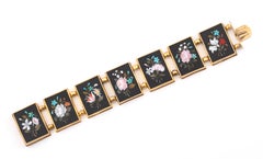 19th Century Gold Mounted Pietra Dura Floral Bracelet 1870's