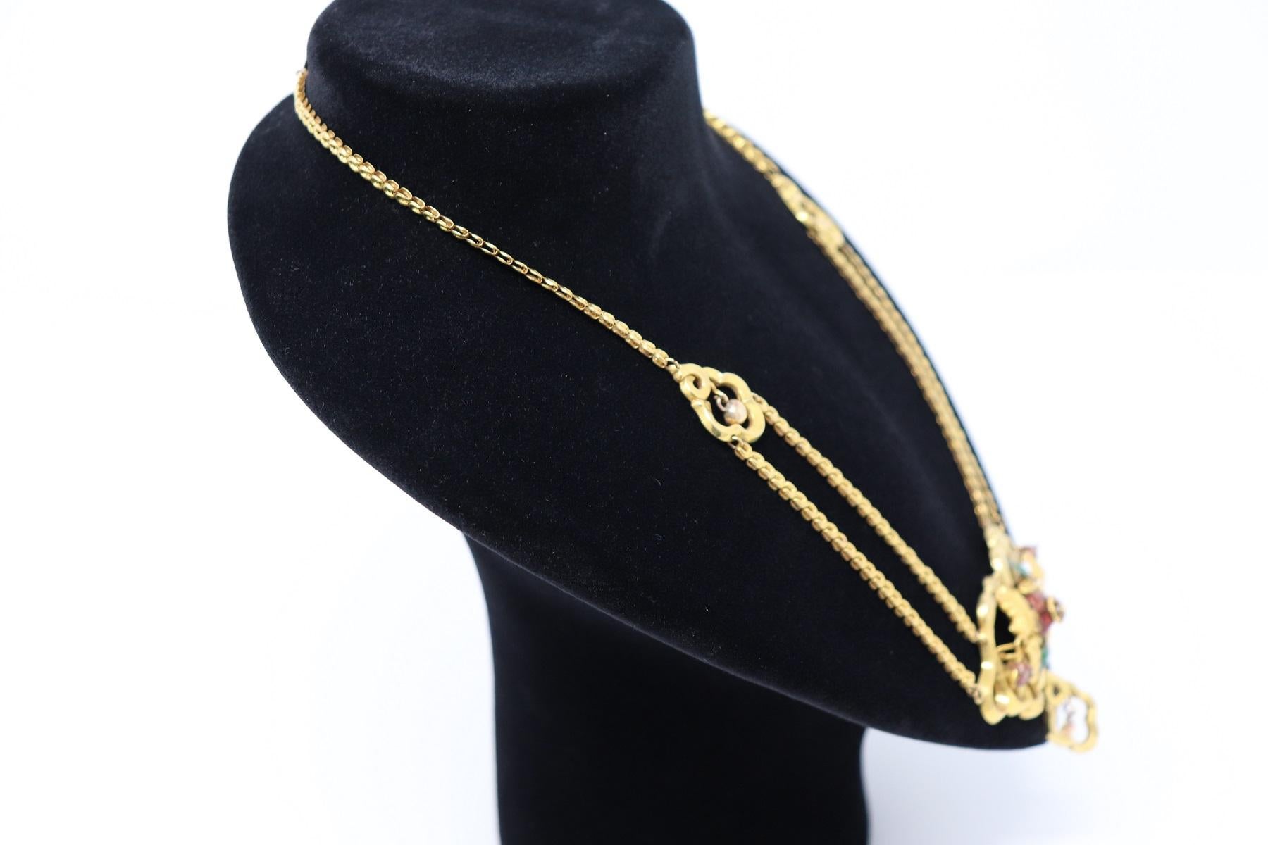 19th Century Gold Necklace with a Large Bourbon Pendant, 1850 For Sale 2