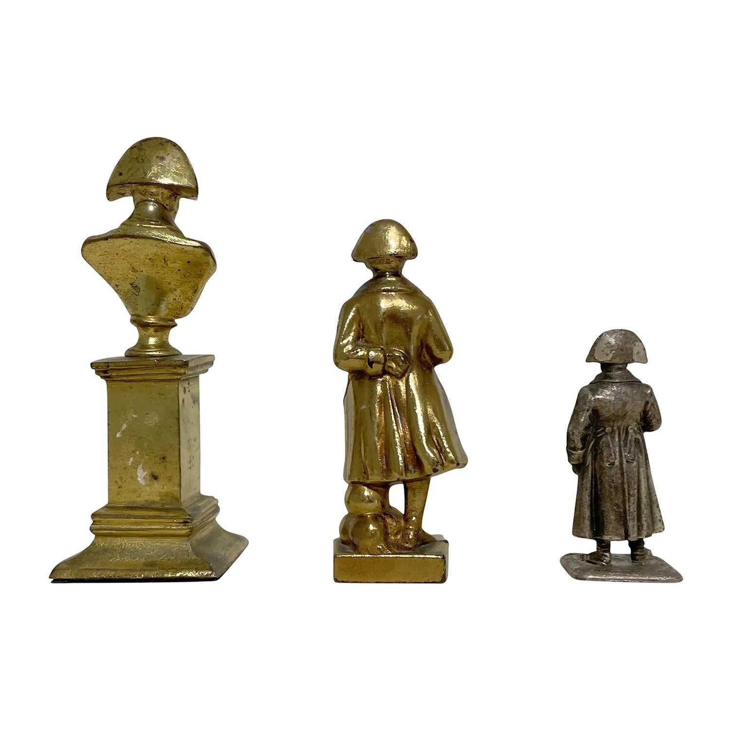 19th Century Gold-Silver French Set of Three Small Bronze Napoleon's Sculpture In Good Condition In West Palm Beach, FL