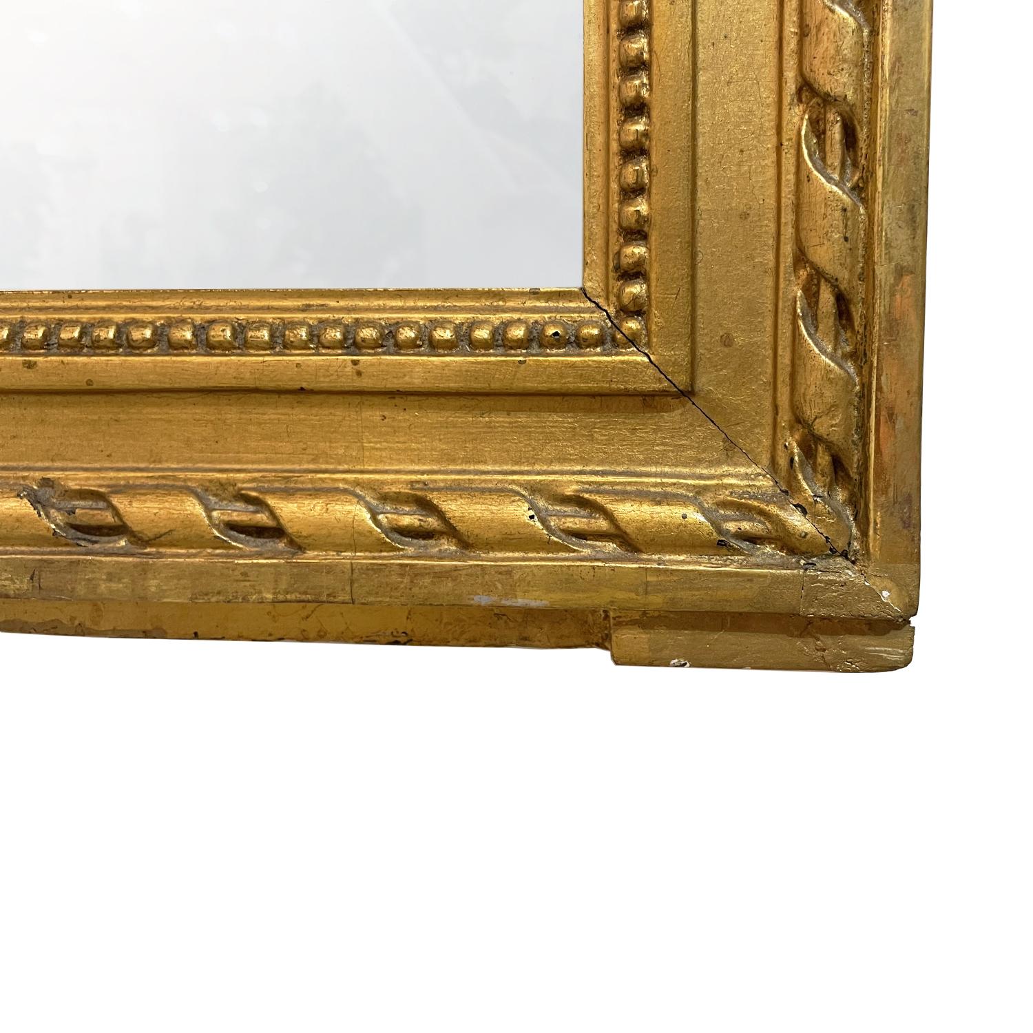 19th Century Gold Swedish Gustavian Antique Gilded Pinewood Wall Glass Mirror For Sale 2