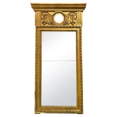 19th Century Gold Swedish Gustavian Antique Gilded Pinewood Wall Glass Mirror
