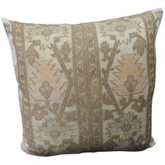 19th Century Gold Turkish Embroidery Throw Pillow