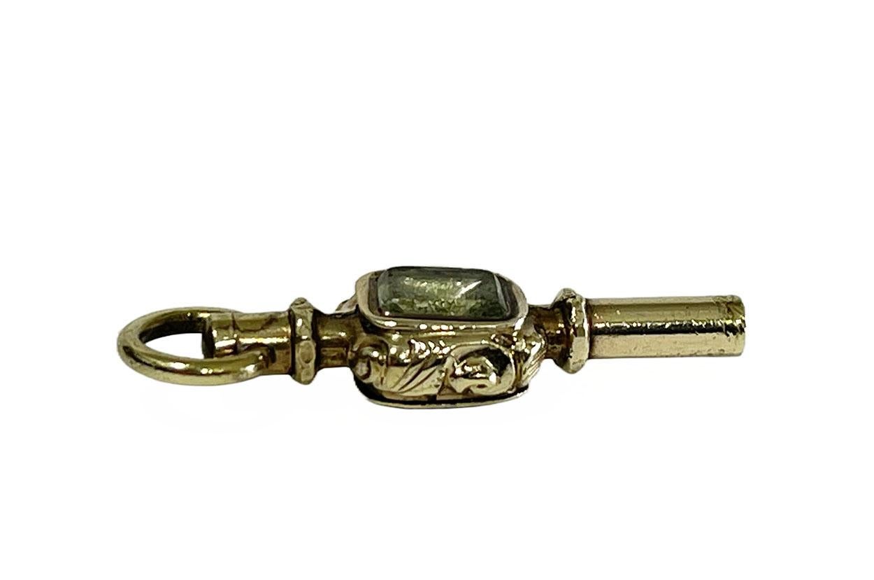 Dutch 19th century gold Watch-Key with each side a different stone For Sale