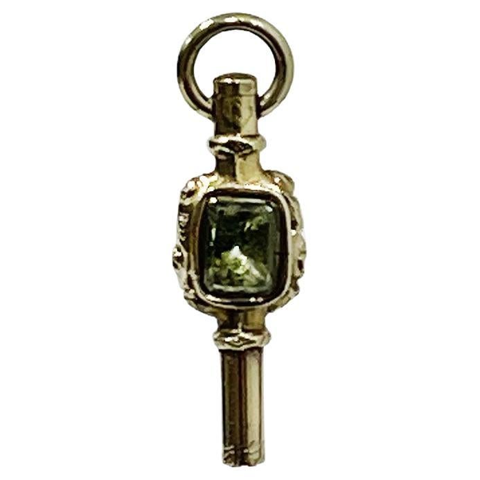 19th century gold Watch-Key with each side a different stone