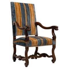 19th Century Gold Wood Baroque Oak Throne Armchair