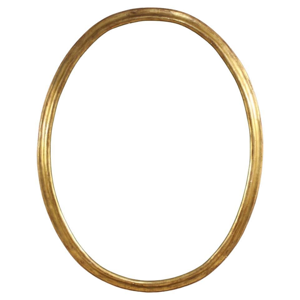 19th Century Gold Wood Italian Antique Oval Frame, 1880