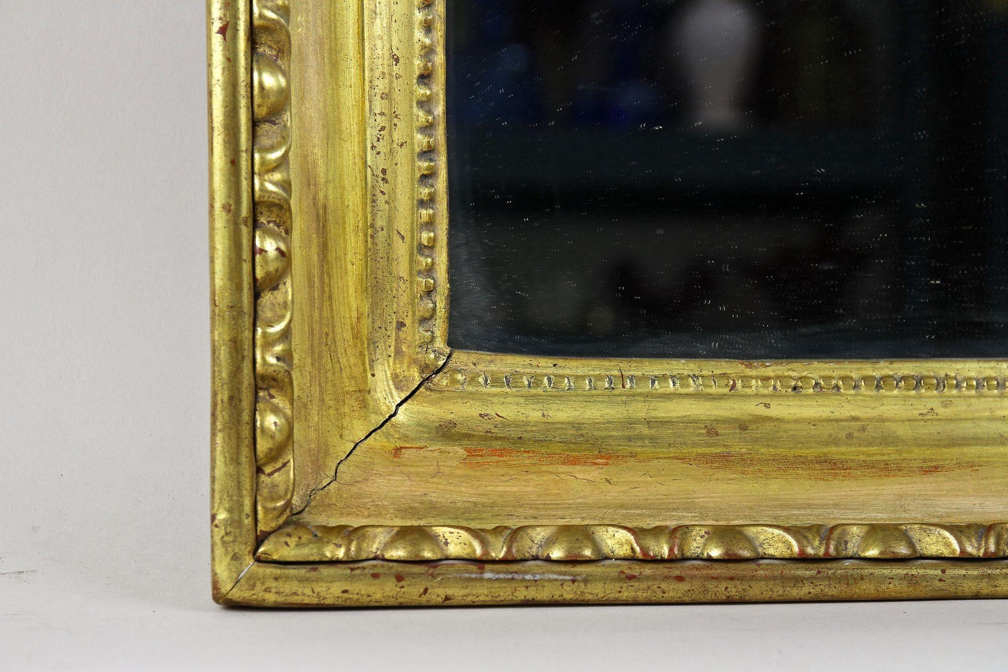 Miroir Biedermeier doré du 19ème siècle avec barres à œil de taureau, Autriche, vers 1830 en vente 1