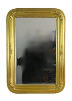 Espejo de pared Biedermeier dorado del siglo XIX con diseño floral, Austria ca. 1840