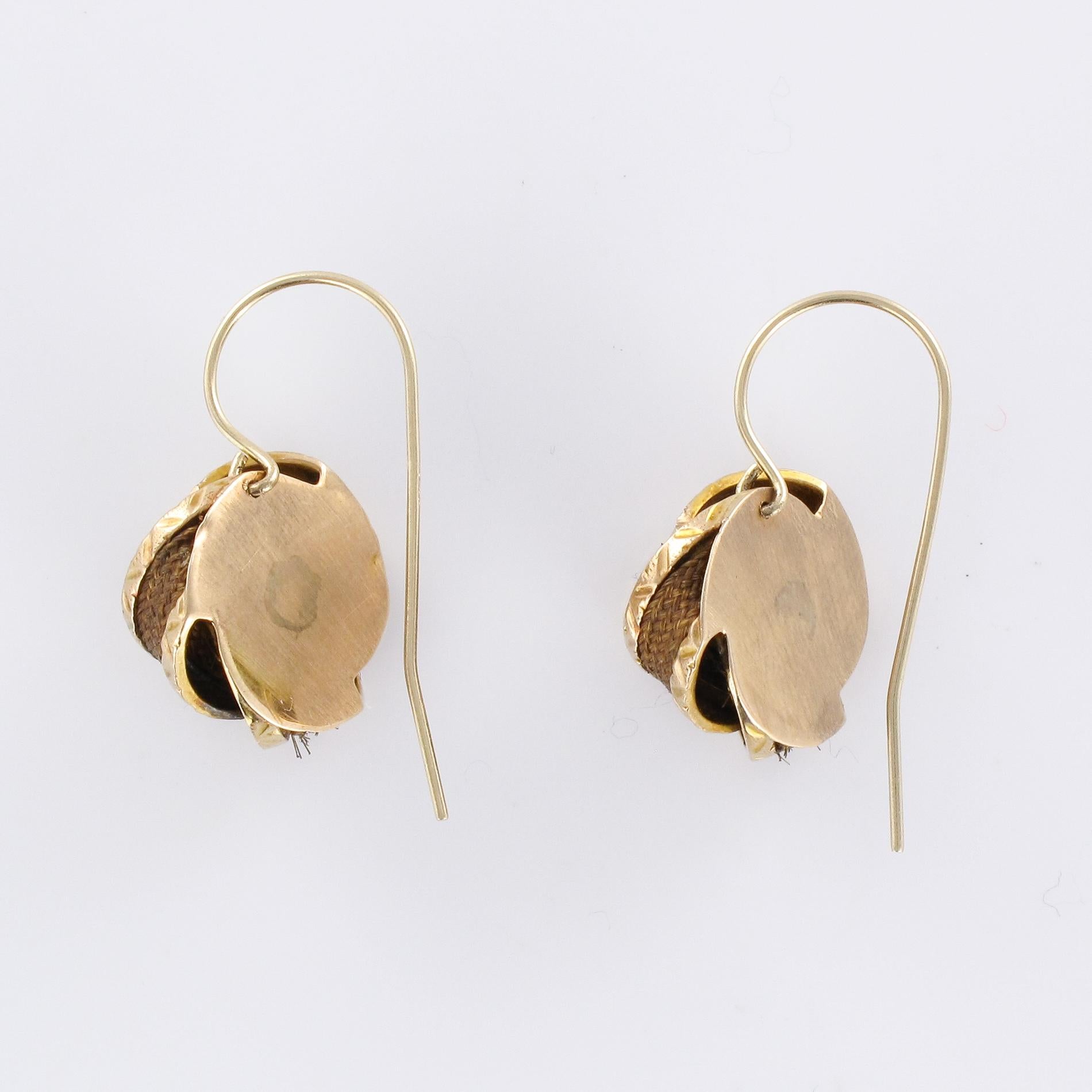 19th Century Golden Bows Hair Drop Earrings For Sale 1
