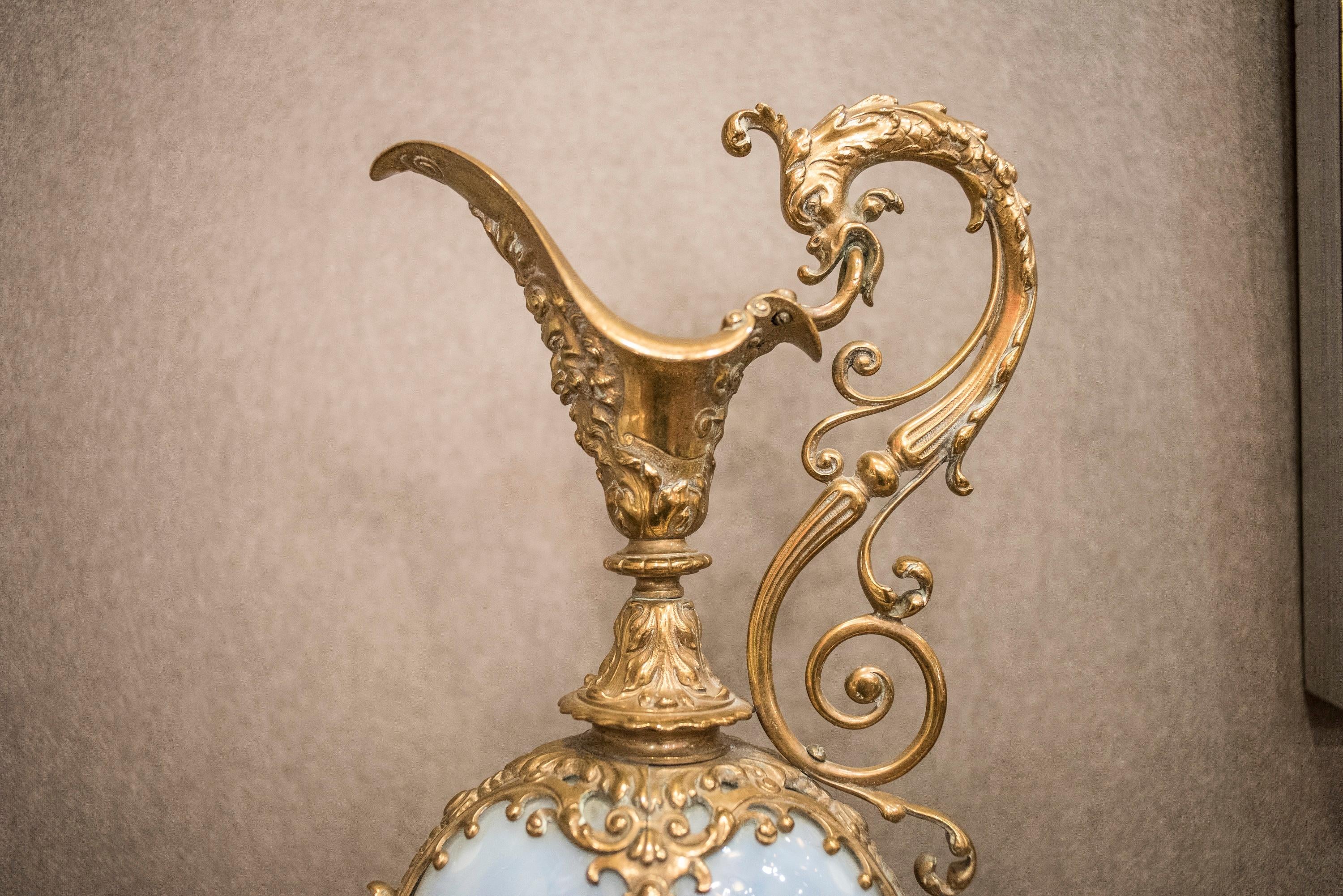 19th Century Golden Bronze and Opaline Glass Spanish Baroque Amphore 7